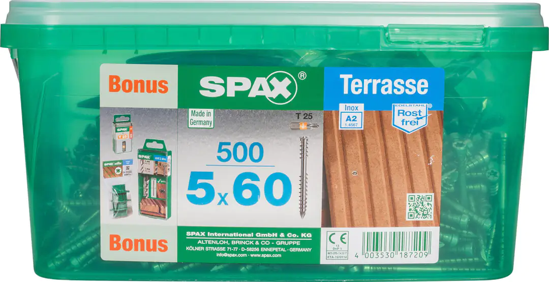 Spax Terrassenschrauben 5.0 x 60 mm TX 25 - 500 Stk.