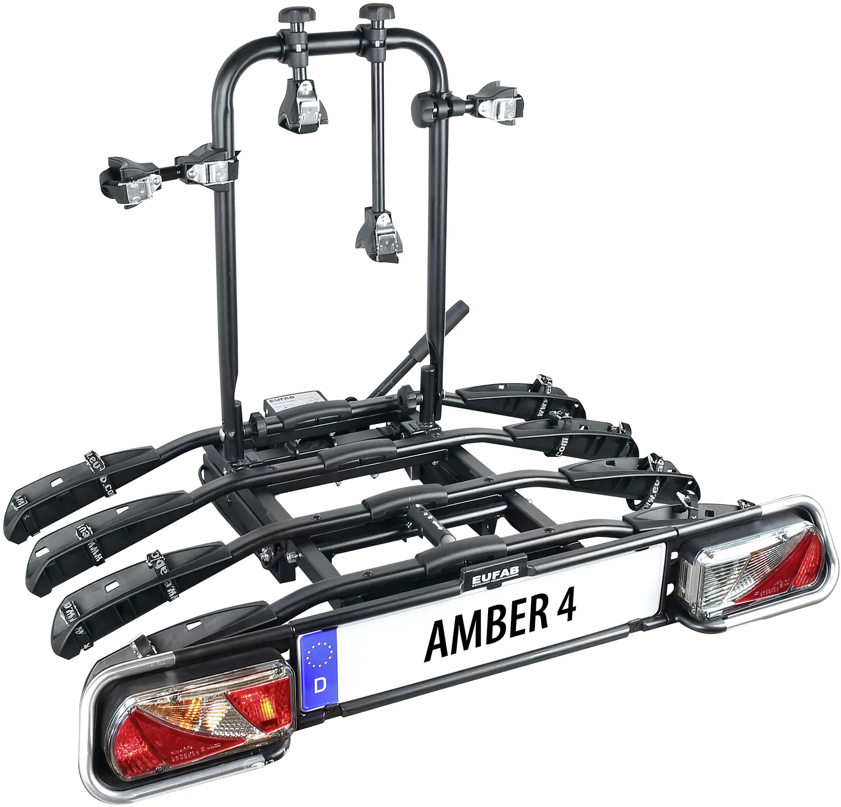 EUFAB Fahrradheckträger Amber IV für 4 Fahrräder abklappbar