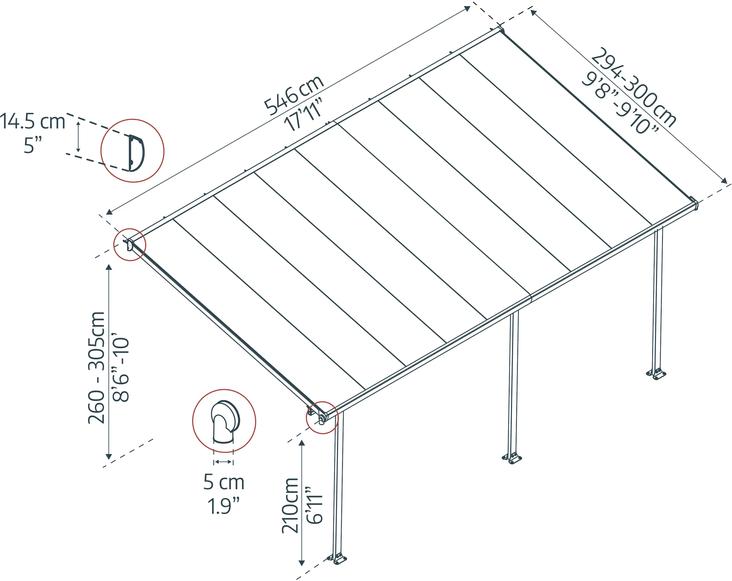 Canopia Terrassenüberdachung Feria  546 x 294 cm anthrazit