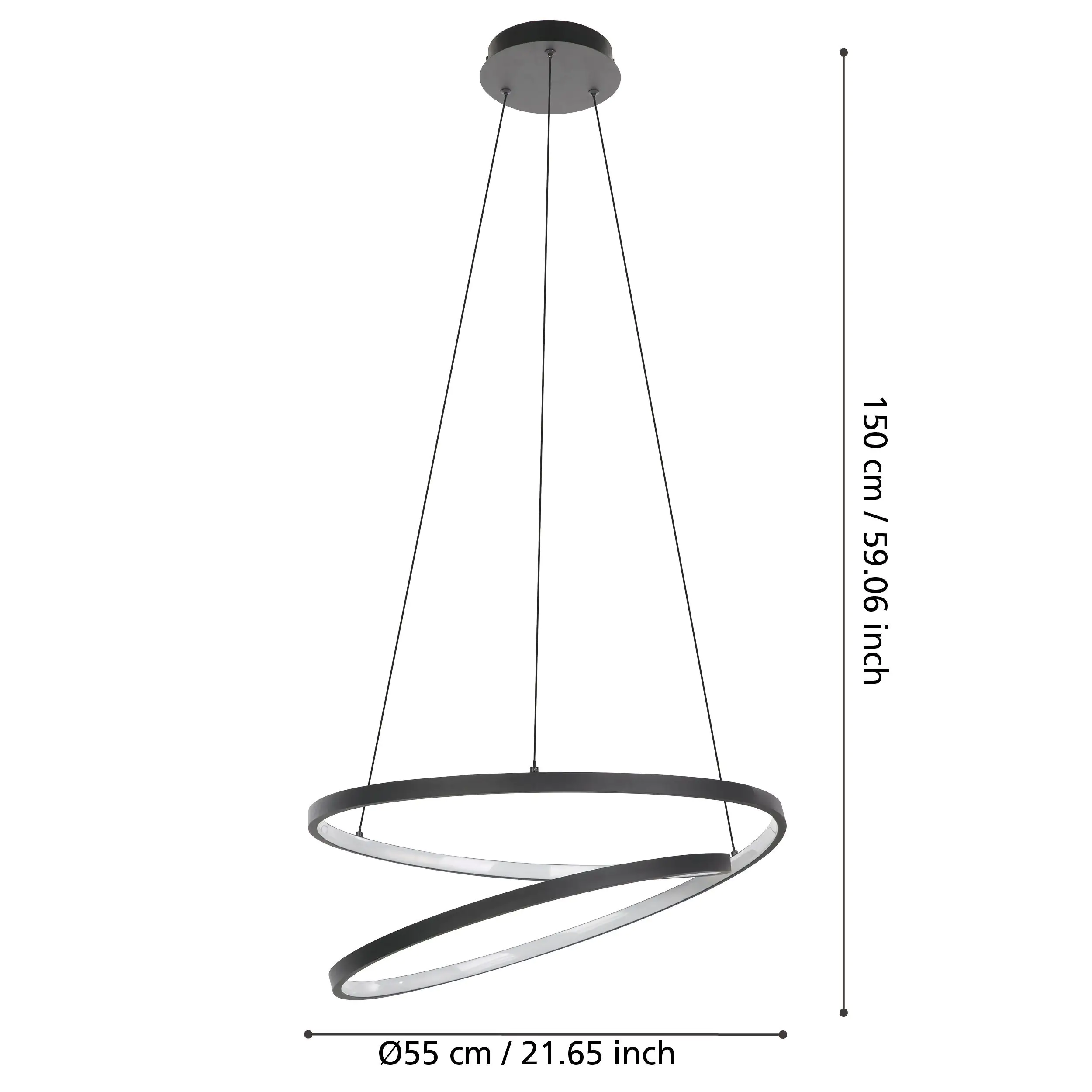 Eglo LED Pendelleuchte Ruotale schwarz weiß 55 x 150 cm 