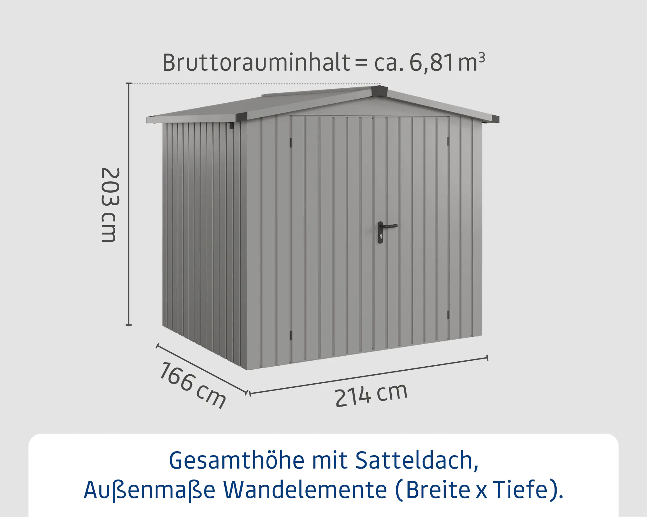 EcoStar Metallgerätehaus Euroline ESD4 aluminiumgrau 214 x 166 cm 2-flg.