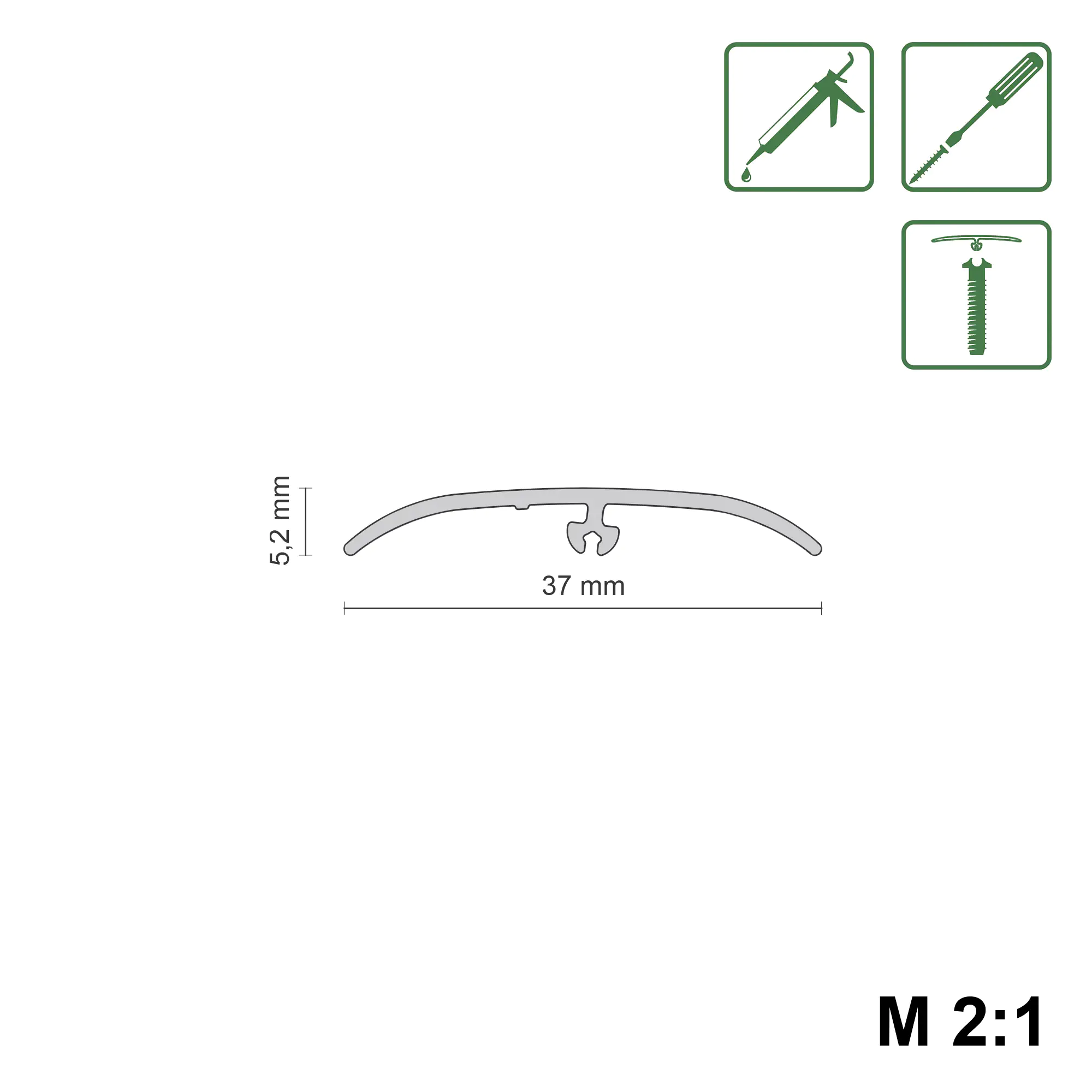 Neuhofer Übergangsprofil 90 cm, 37,5 x 5,5 mm