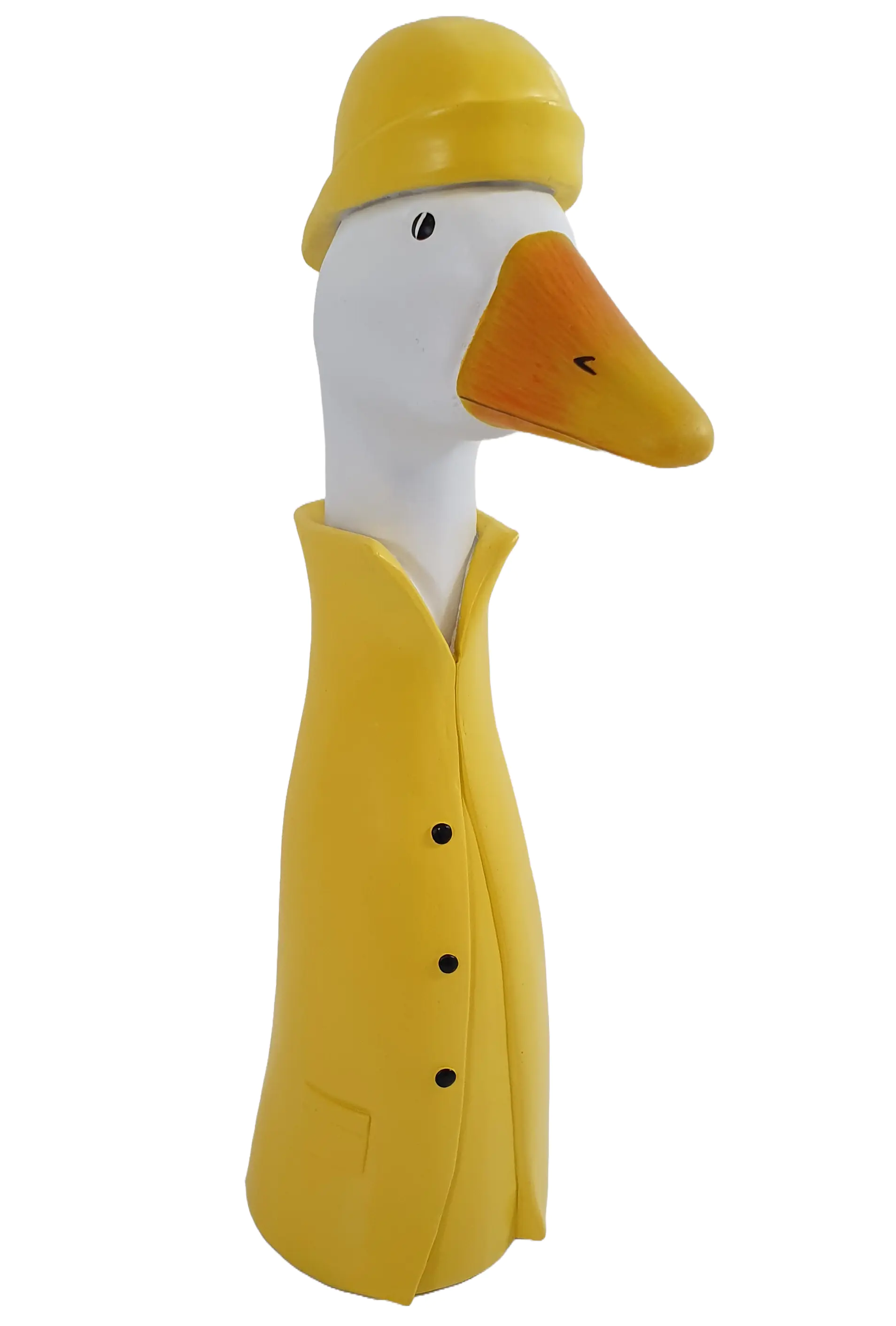 Figur Gänsekopf mit Regenmantel Polyresin 38 x 10,5 x 16 cm gelb