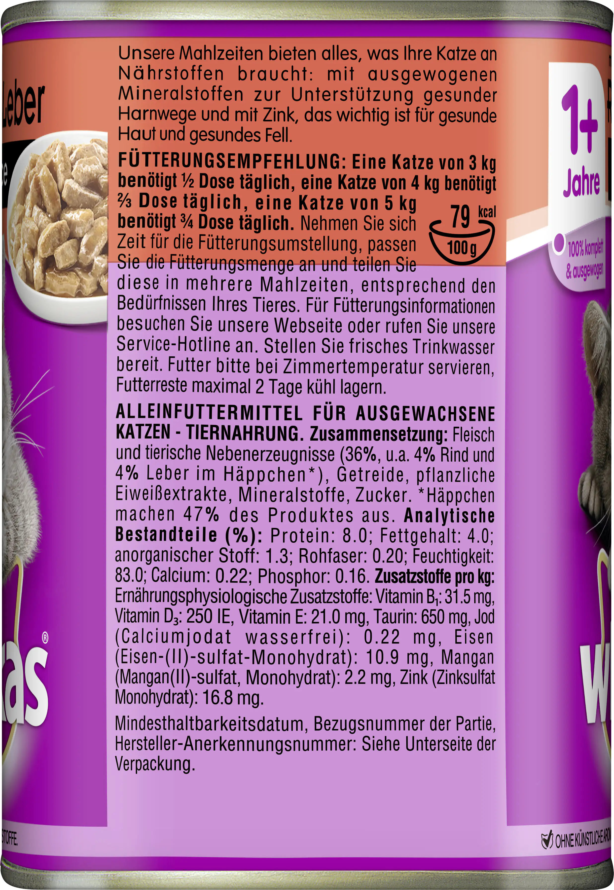 WHISKAS® Dose mit Rind und Leber in Sauce 400 g 400 g