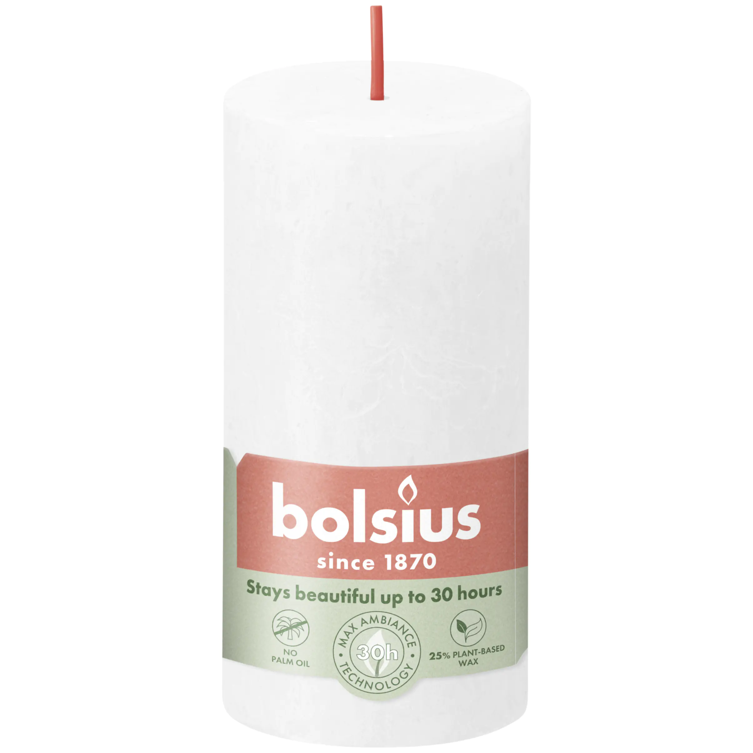 Bolsius Rustik Stumpenkerze wolkiges weiß, Höhe: 10 cm, Ø 5 cm