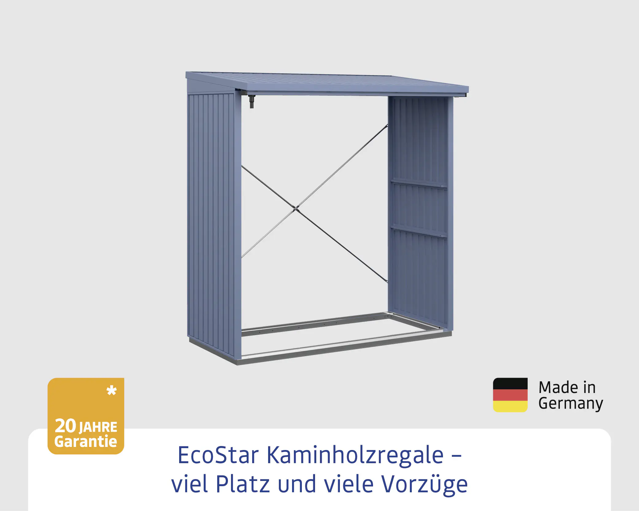 Ecostar Kaminholzregal Trend-V Typ 2, taubenblau, mit Verstrebung