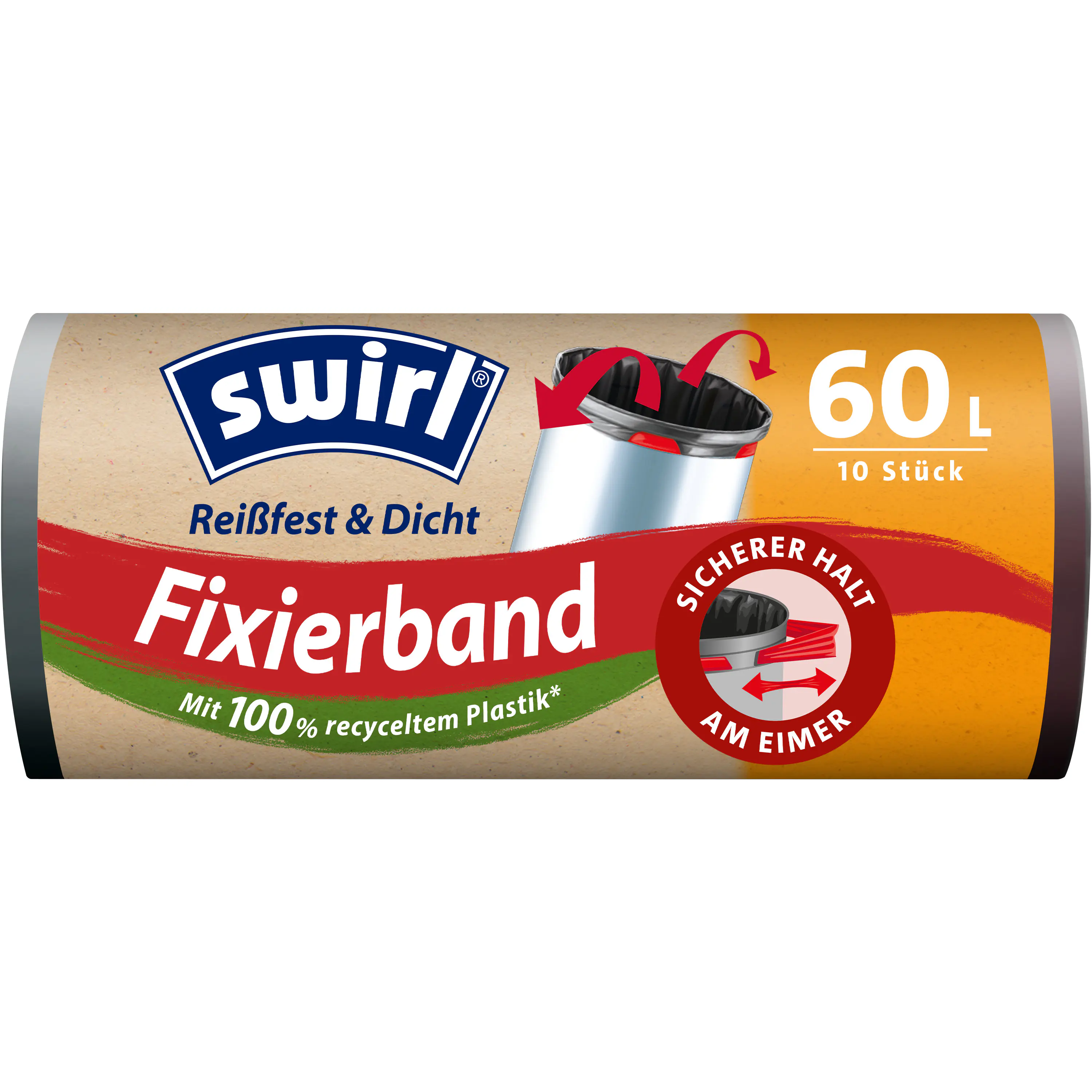 Swirl® Fixierband-Müllbeutel 60 L Reißfest & Dicht