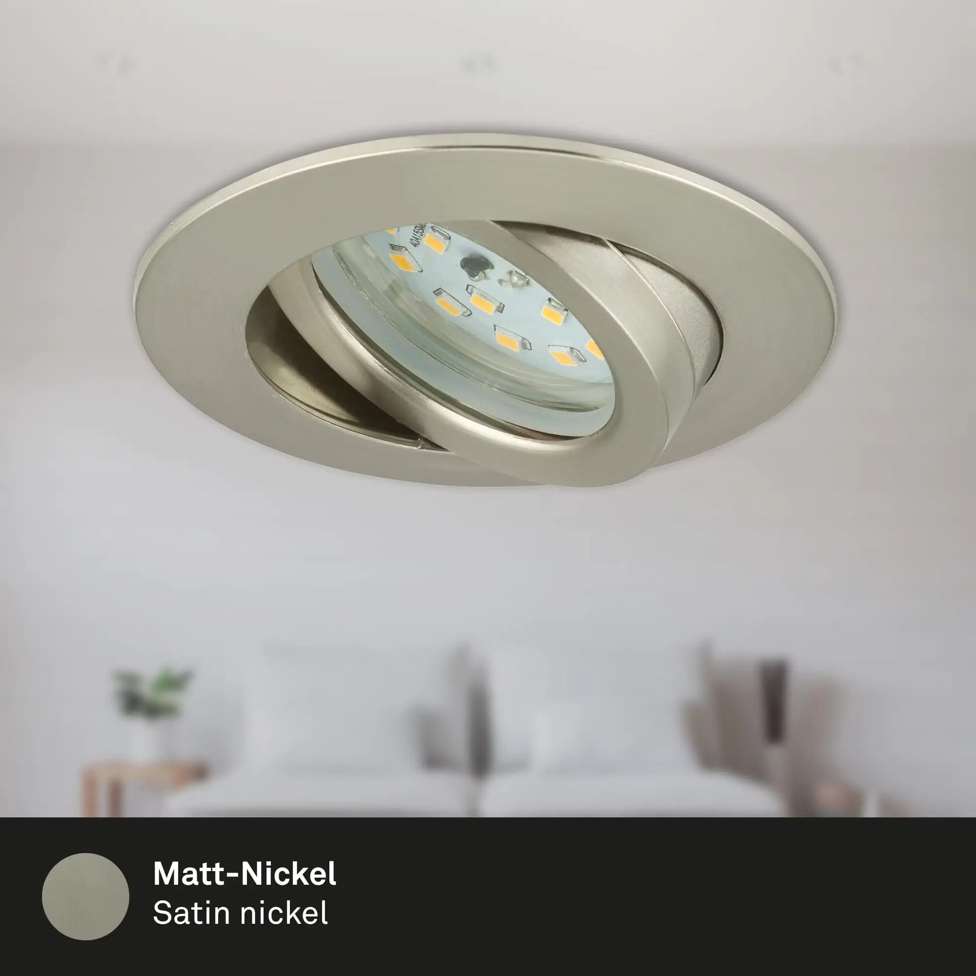 Briloner 3er Set LED Einbauleuchten Attach nickel-matt Ø 8,2 cm