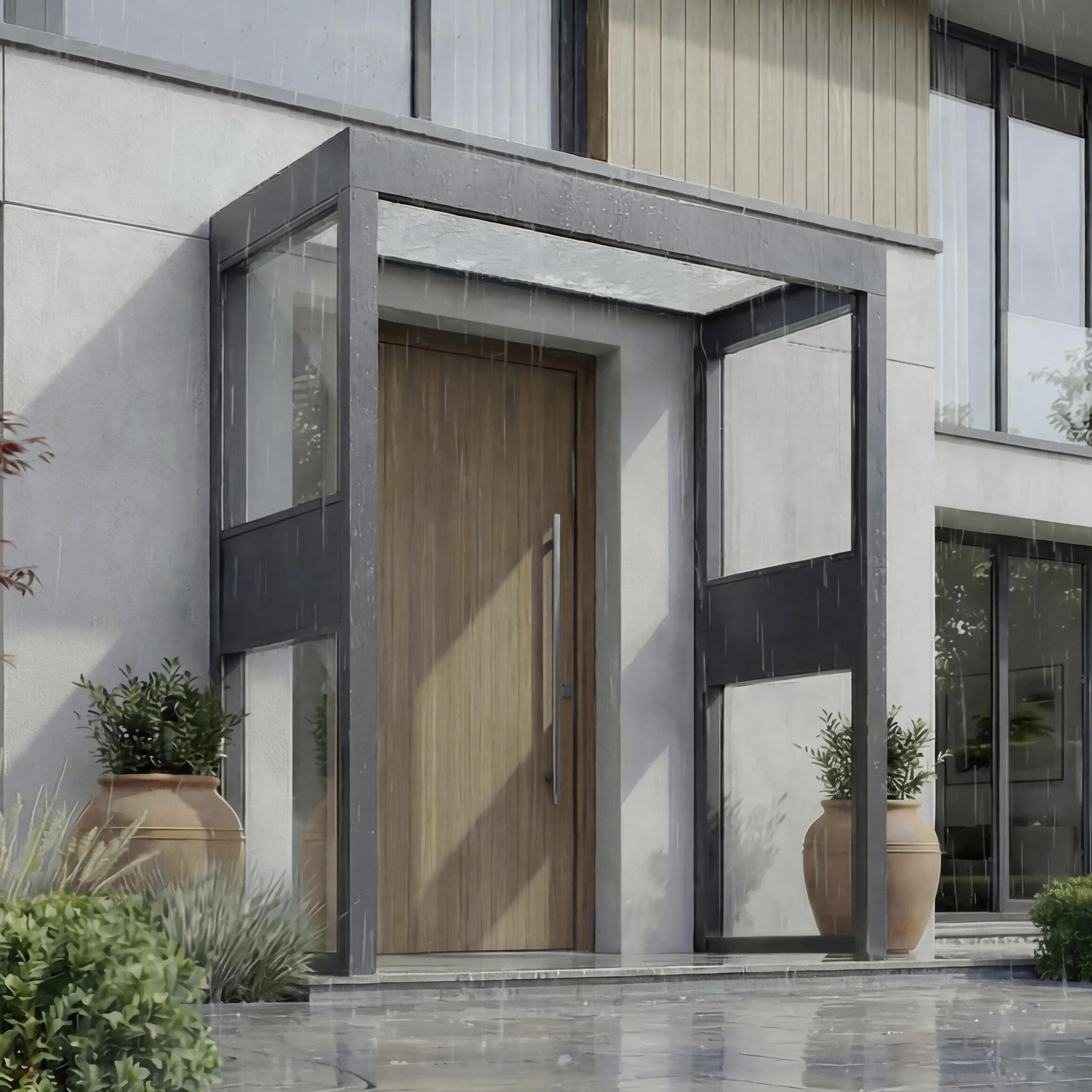Canopia Vordach Sophia 215 x 95 cm Opal grau + 2 Seitenteile