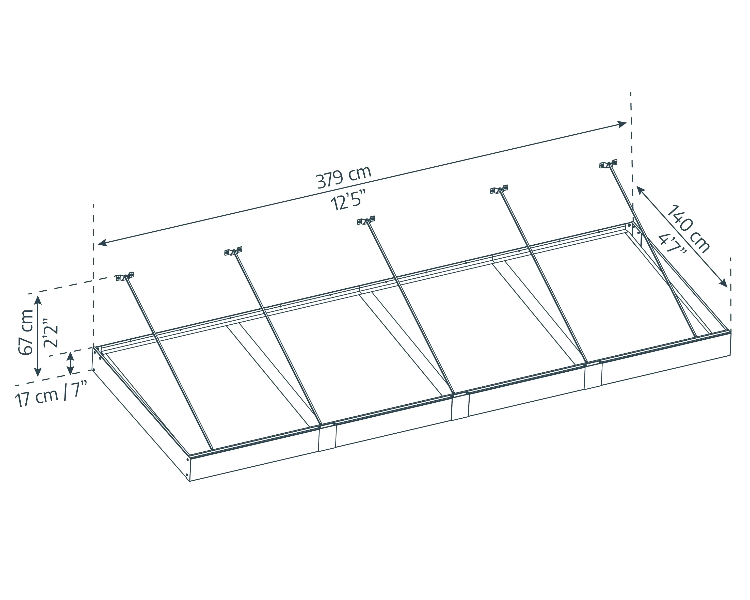 Canopia Vordach Sophia XL 4000  Grau Alu 378 x 140 cm