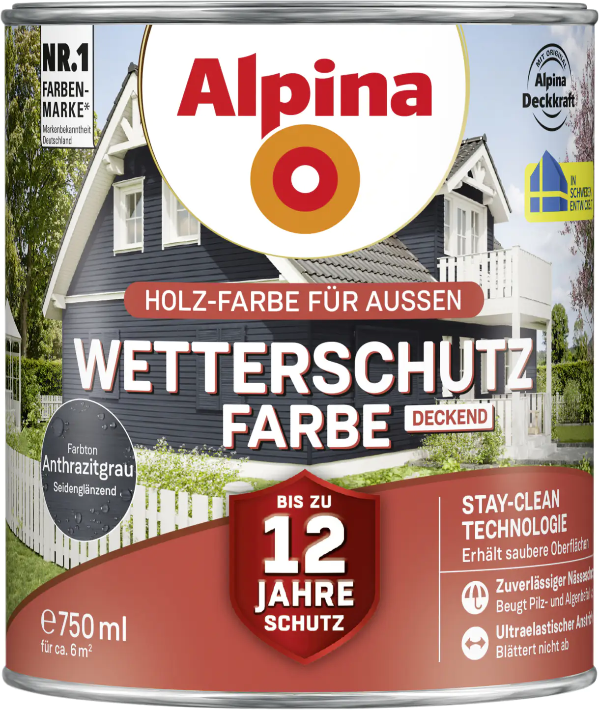 Alpina Wetterschutzfarbe 0,75 L anthrazitgrau