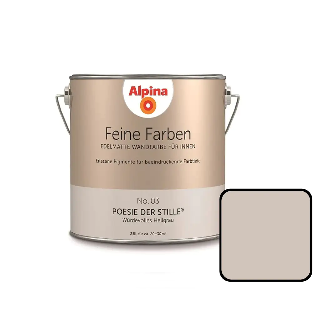 Alpina Feine Farben Wandfarbe No. 03 Poesie der Stille - würdevolles hellgrau 2,5 L