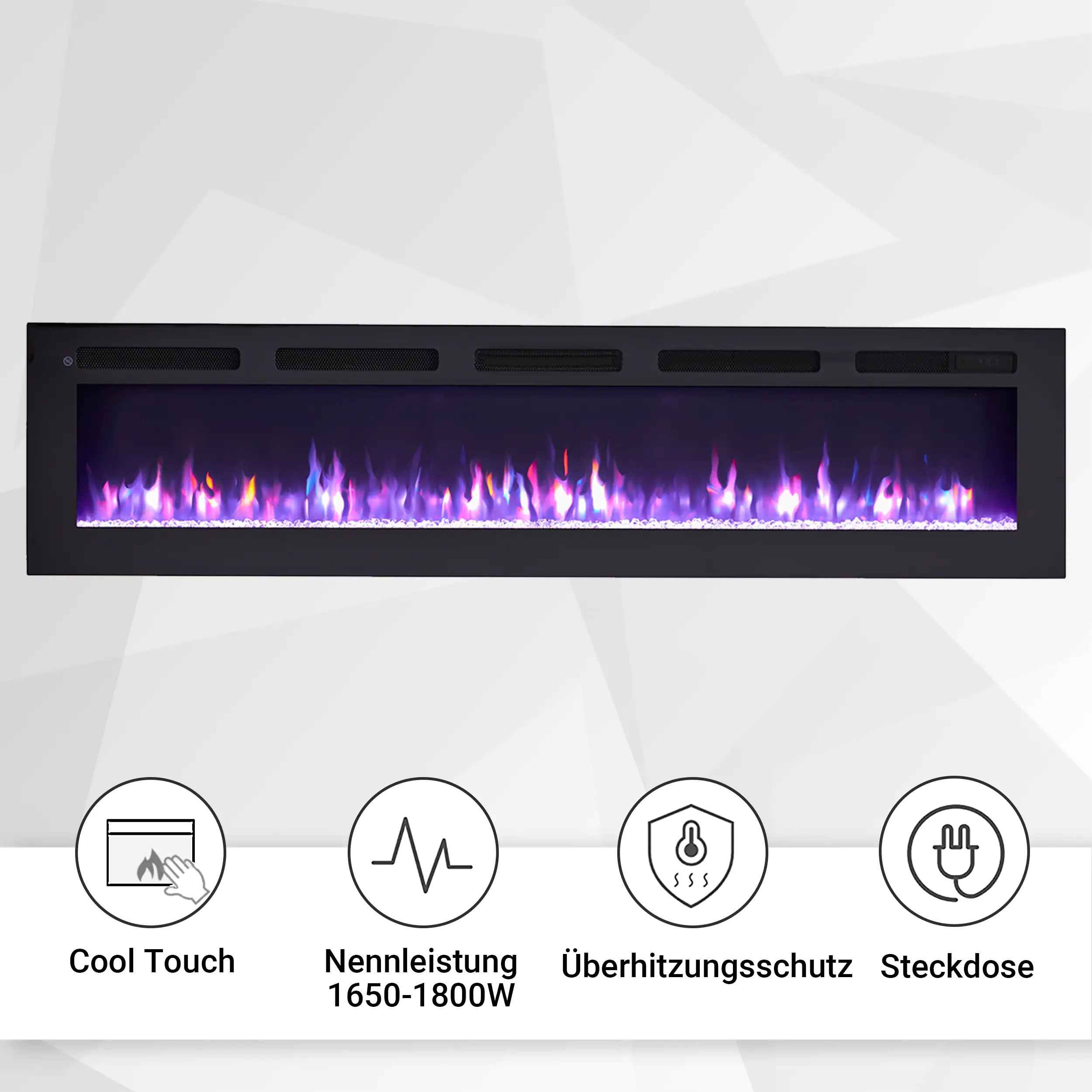BALDERIA Elektrokamin schwarz Leif 70 1000/1800 Watt 43 x 178 cm