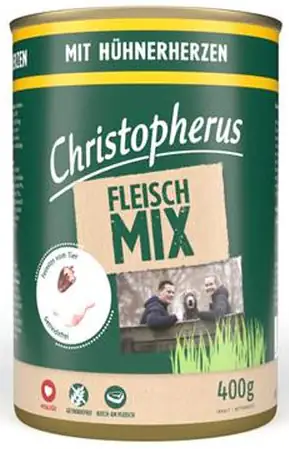 Christopherus Fleisch-Mix Hundenassfutter 400 g Hühnerherzen