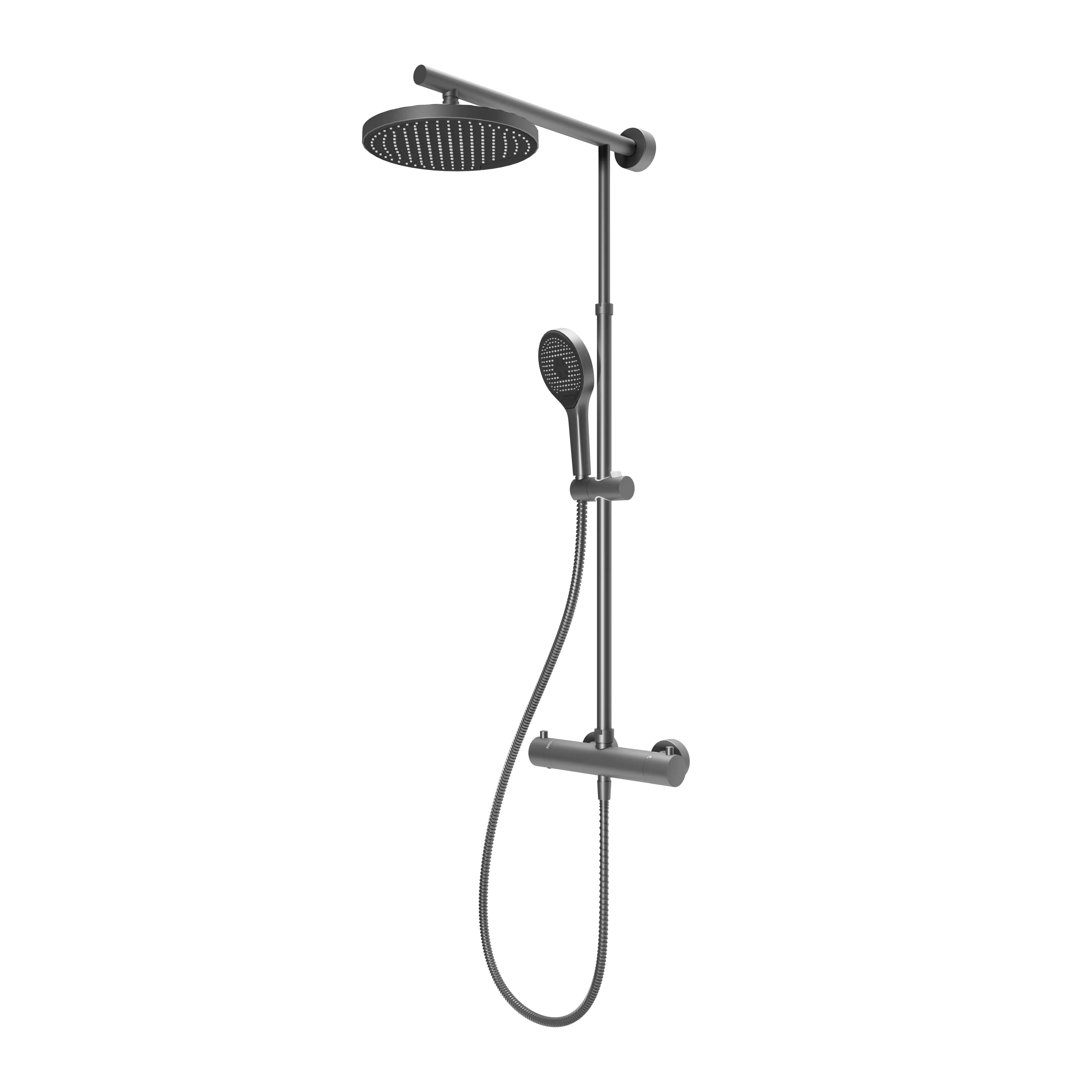 Schulte Duschsystem Rain Classic mit Thermostat rund grau