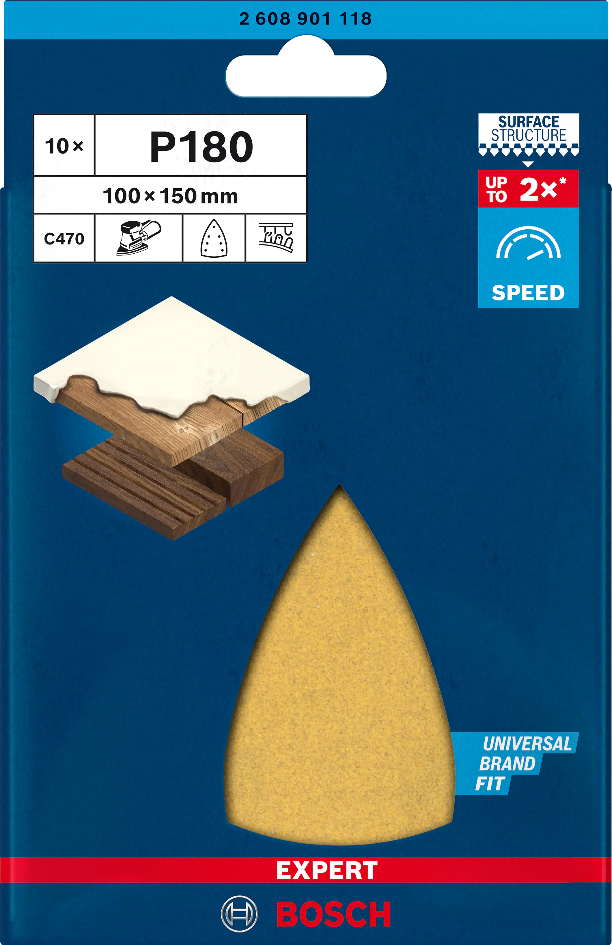 Bosch Expert C470 Schleifpapier für Multischleifer 100 x 150 mm G 180 10-teilig
