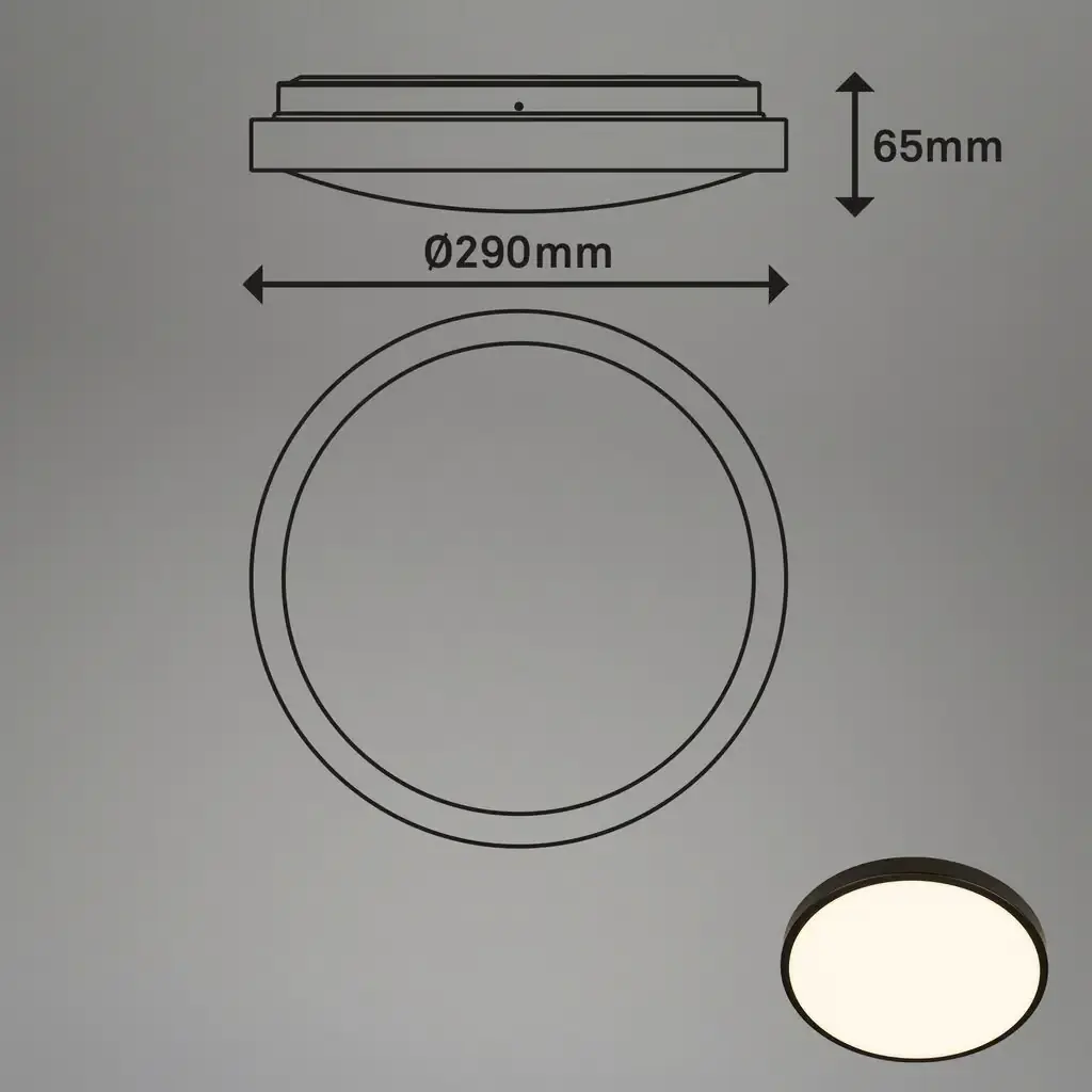 Briloner LED-Deckenleuchte Walk mit Bewegungsmelder Ø 29 x 6,5 cm warmweiß schwarz