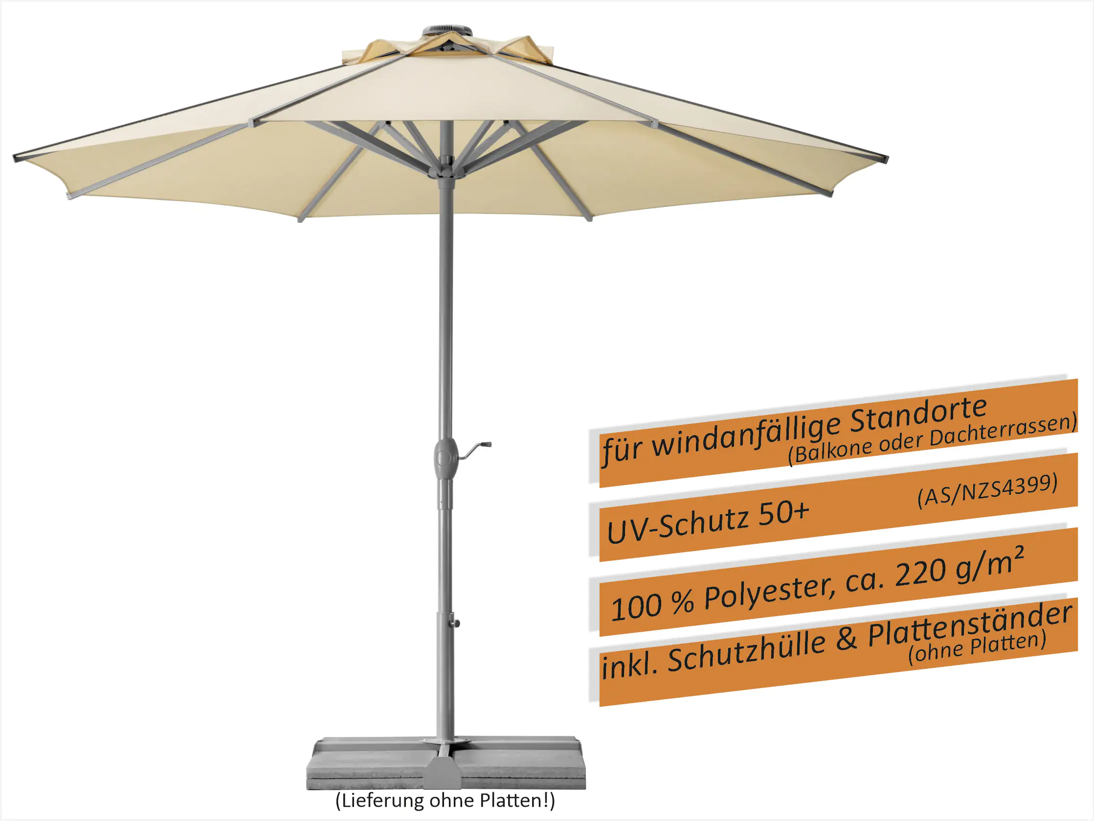 Schneider Sonnenschirm Rooftop natur Ø 350 cm inkl. Sonnenschirmhülle 