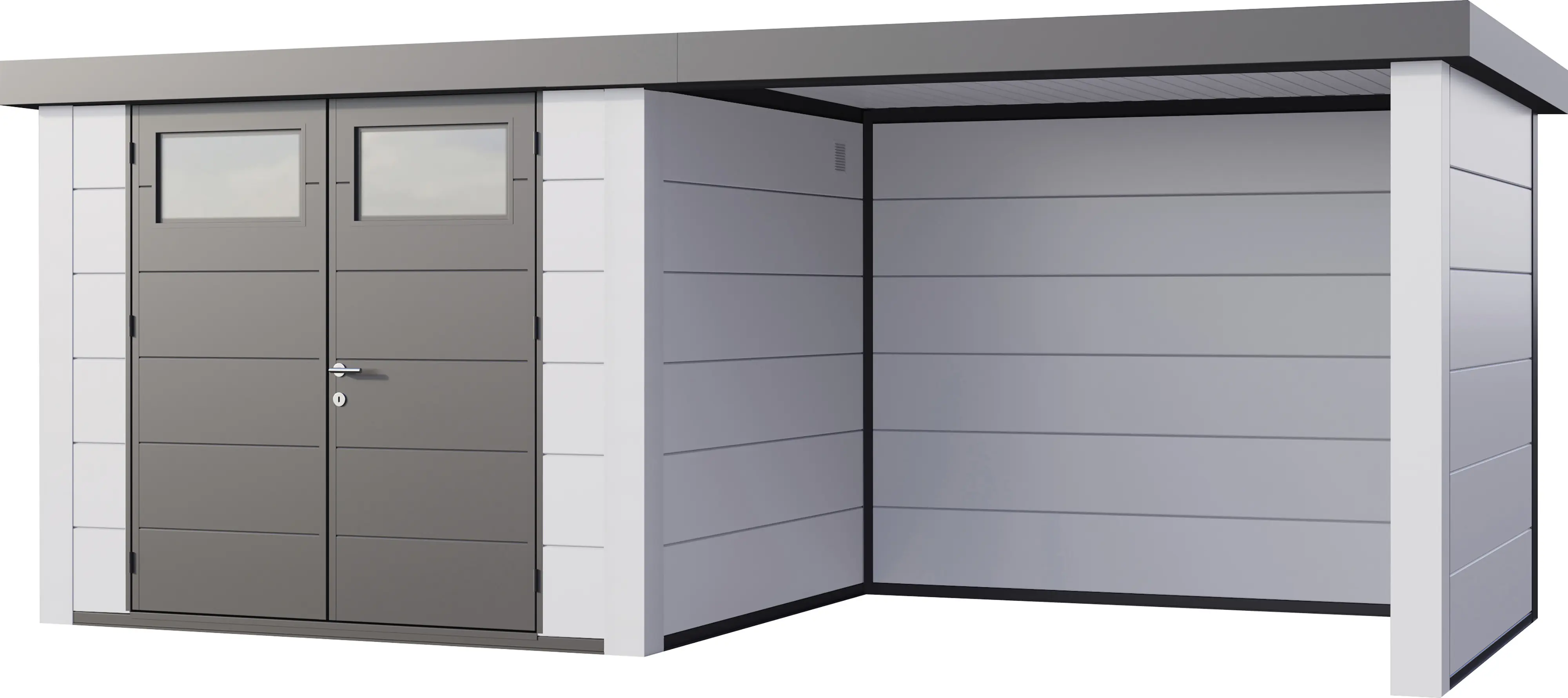 Telluria Gerätehaus Classico Lounge S 2724 rechts EW weiß 552 x 238 cm