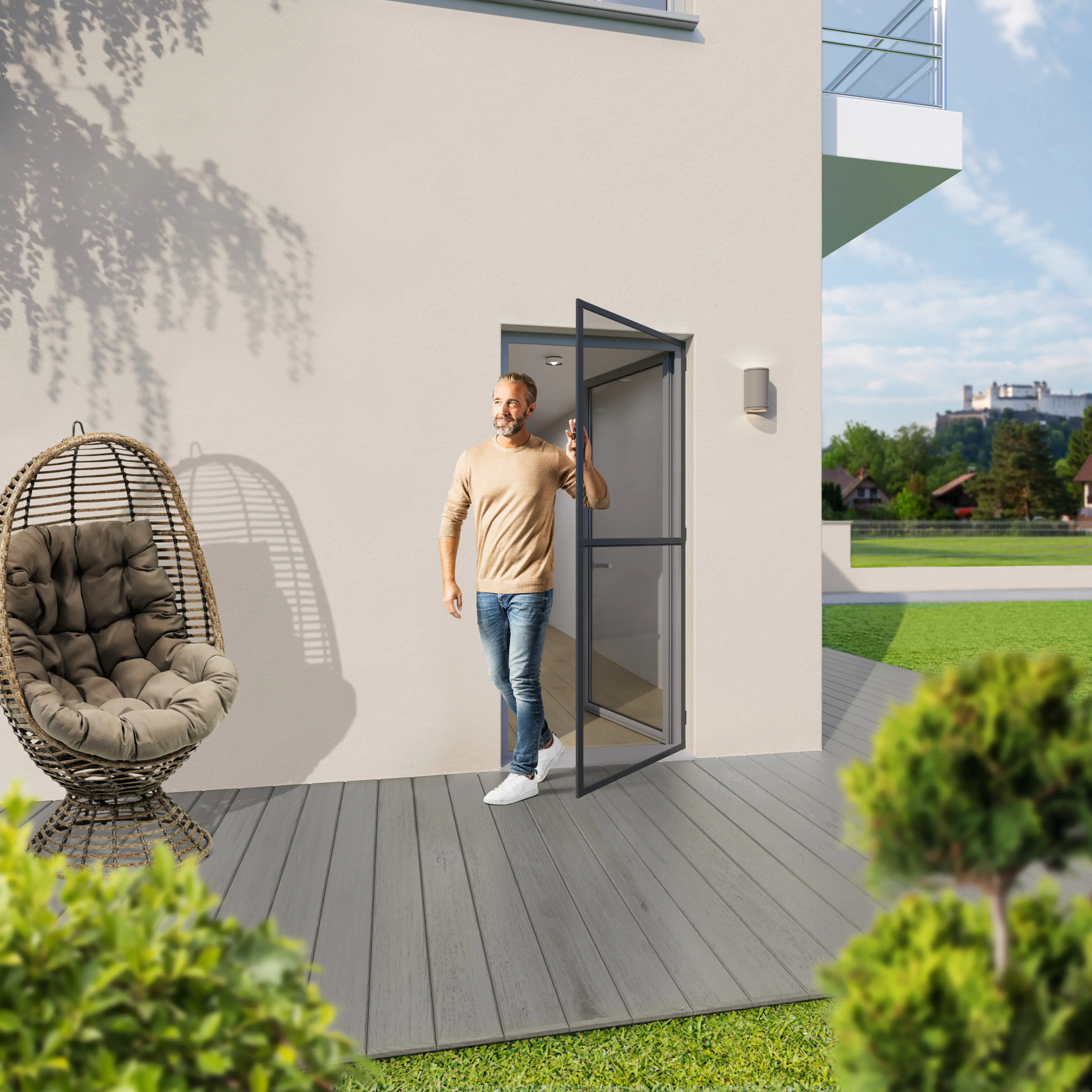 TrendLine Fliegenschutz-Tür 100 x 210 cm schwarz/anthrazit kürzbar