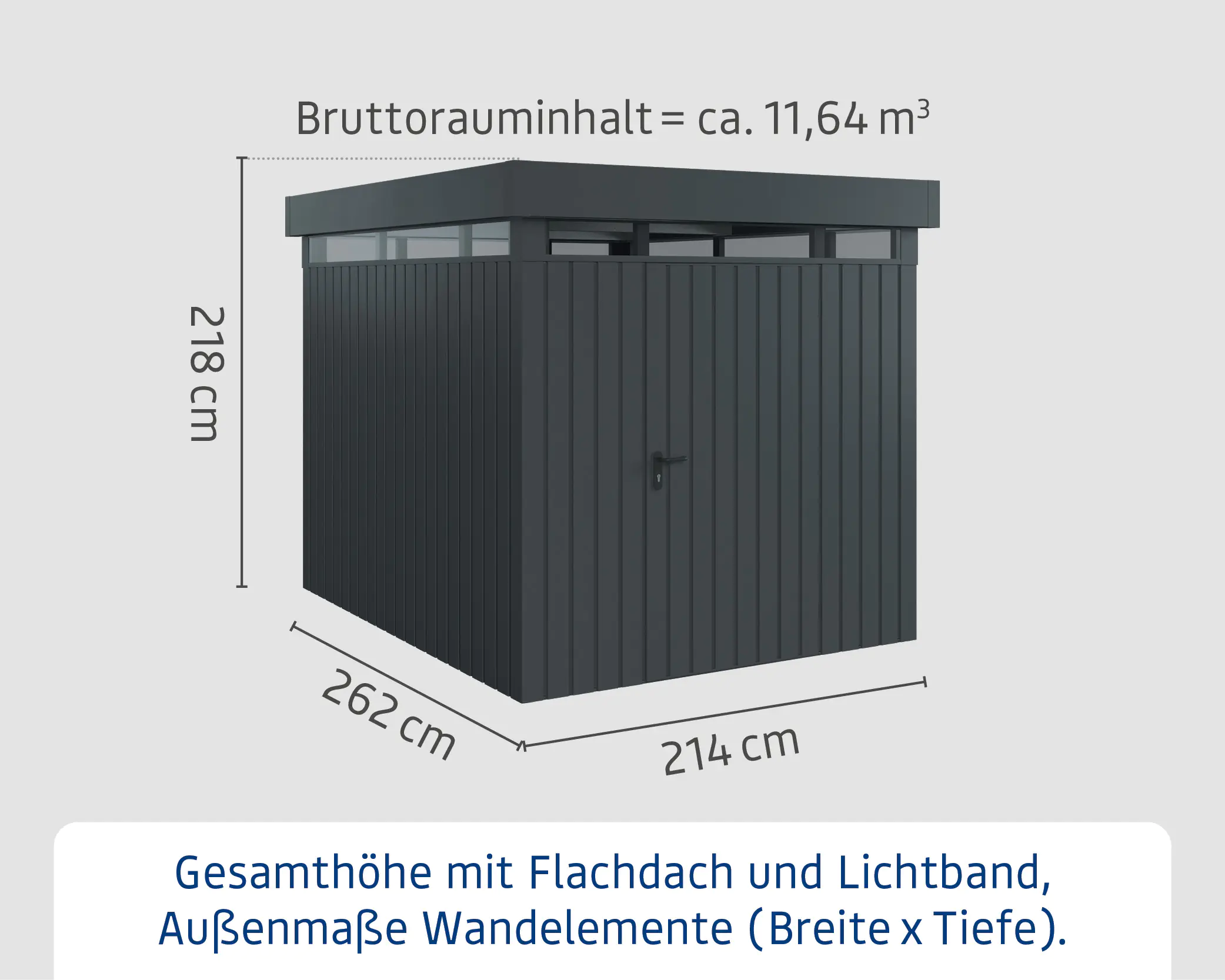 EcoStar Metallgerätehaus Euroline EFD6 LB anthrazit 214 x 262 cm 1-flg.