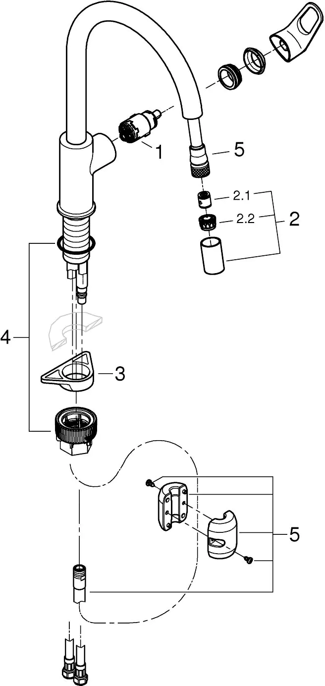 Grohe Küchenarmatur Start Flow verchromt mit herausziehbarer Brause