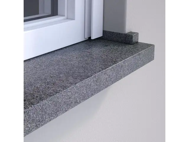 Wigastone Granit-Fensterbank anthrazit Forte 275 x 17,5 x 3 cm mit Wasserrille