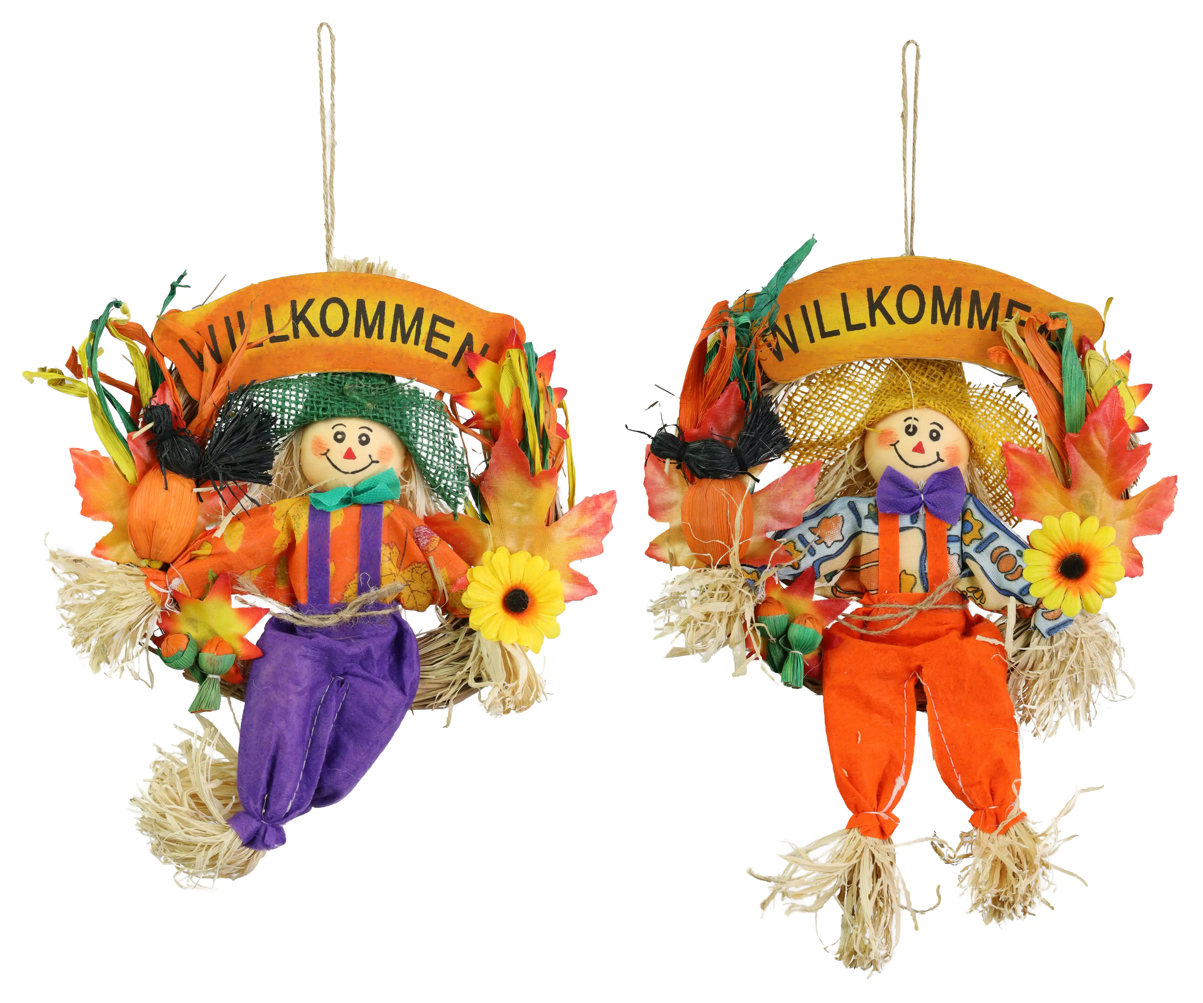 Herbstkranz "Willkommen" aus Holz und Stroh Ø 25 cm
