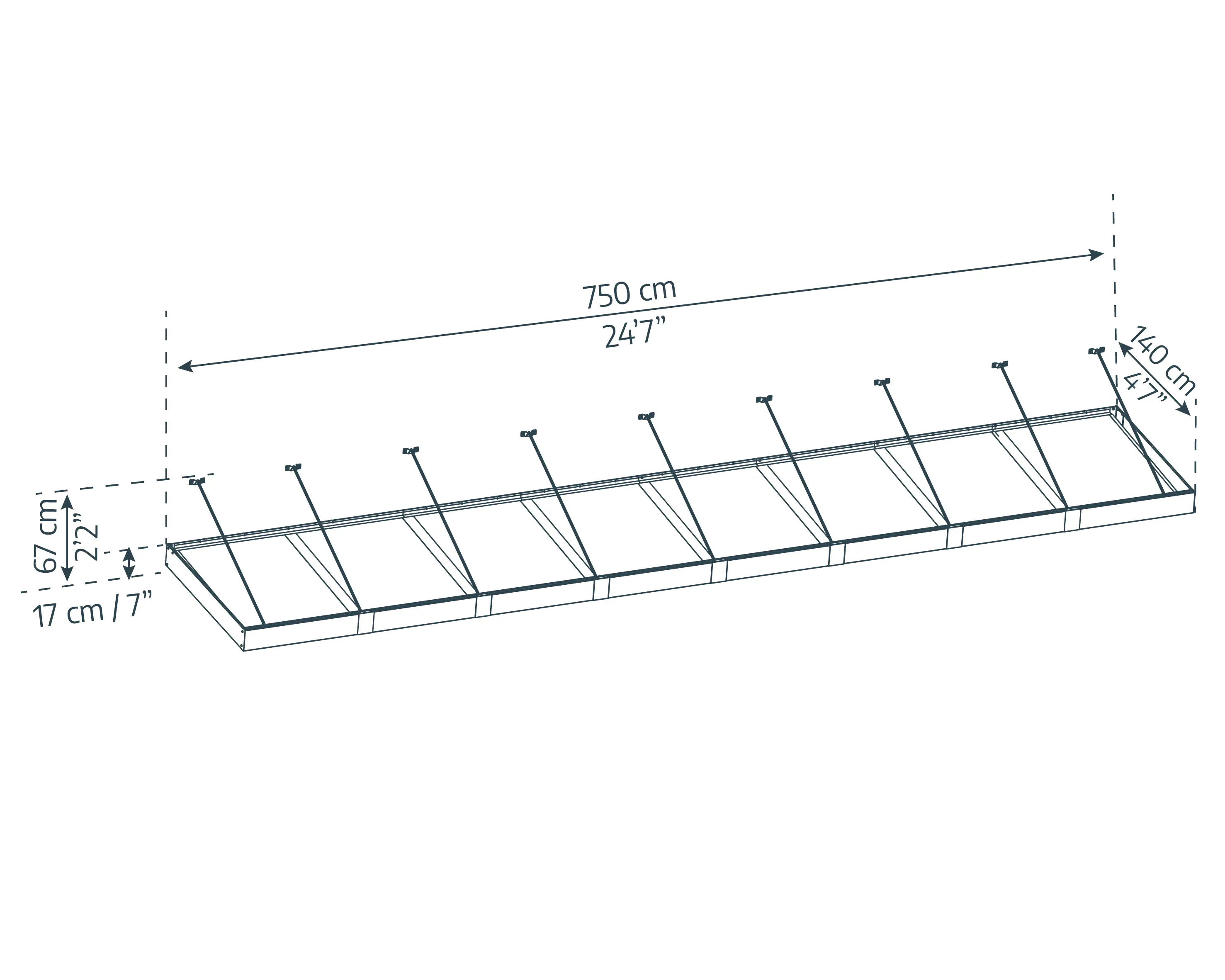 Canopia Vordach Sophia XL 8000 Grau Alu 750 x 140 cm