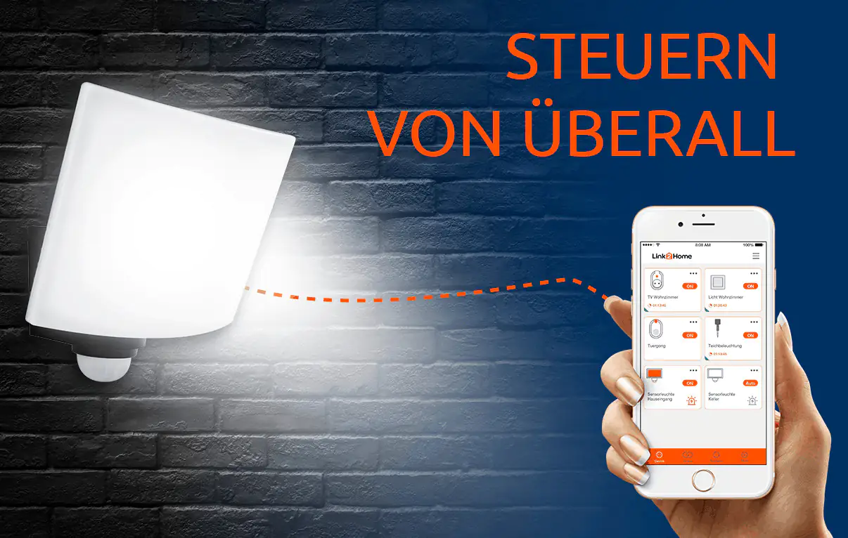 Link2Home WiFi LED Sensorleuchte 28W anthrazit