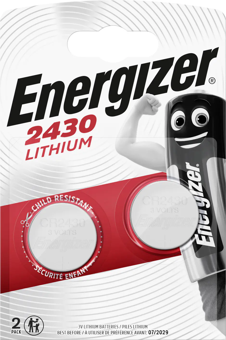Energizer Knopfzelle CR 2430 Lithium, 3 V, 2er Pack