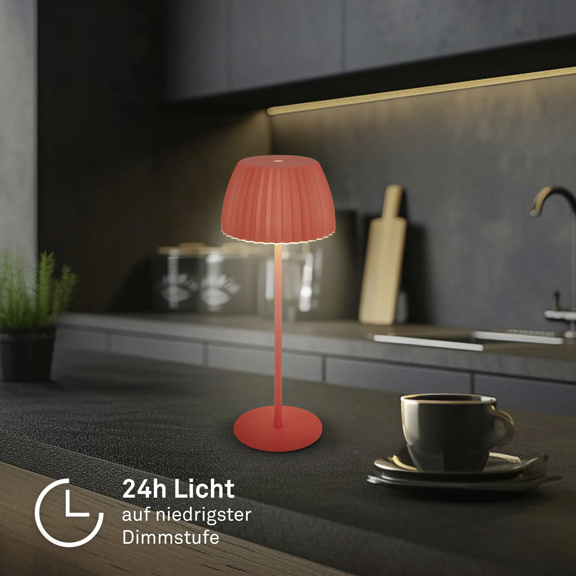 Briloner LED-Tischleuchte Riffle mit Akku orange dimmbar
