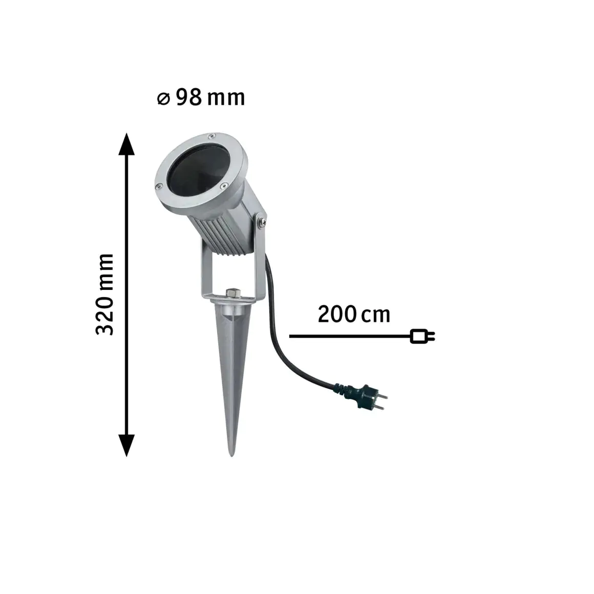 Paulmann Lichtspieß Garten Spot Light max. 1 x 28W, 230V, GU10 Alu