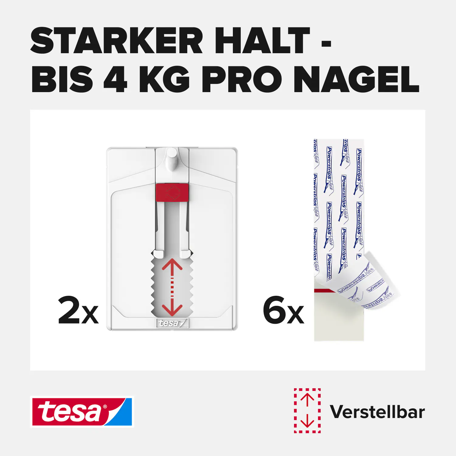 tesa Klebenagel Traglast 4 kg, 2 Stück