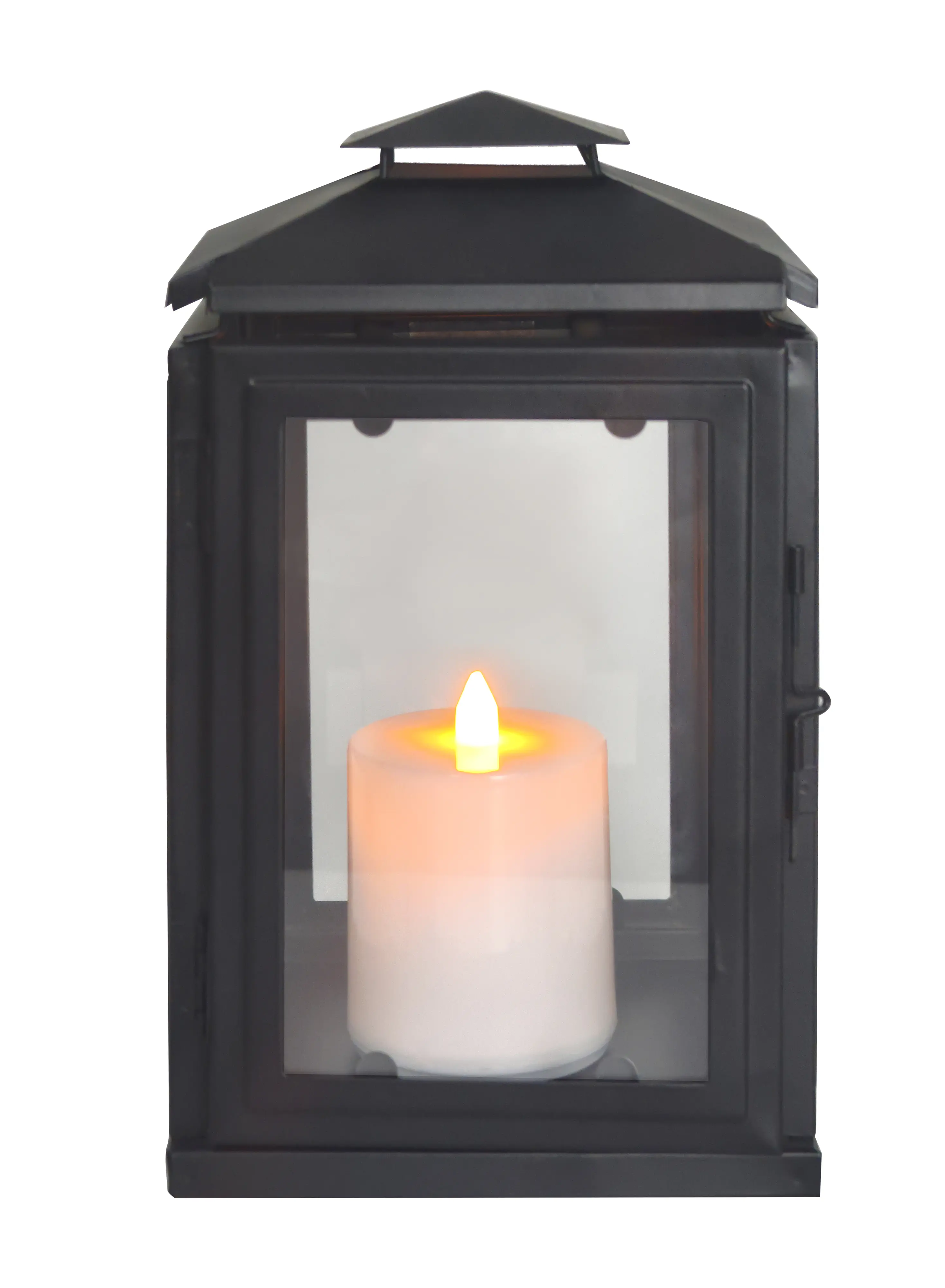TrendLine LED-Grablaterne mit Timer 22 x 14 cm warmweiß schwarz

