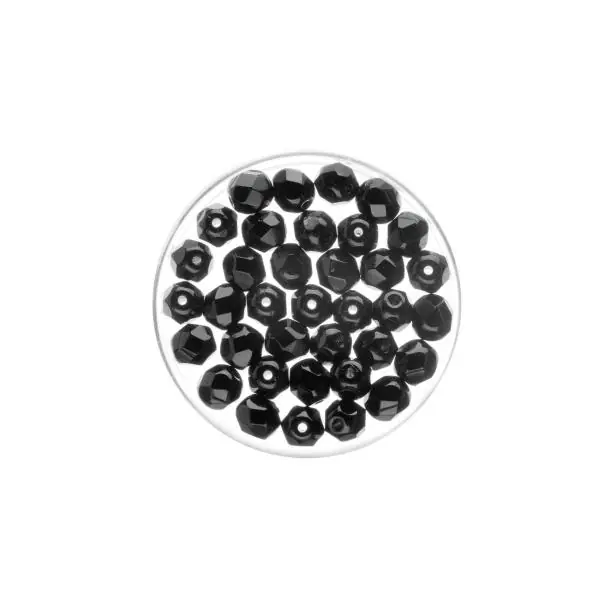 Glorex Glasschliff Perlen 6 mm 50 Stück, schwarz