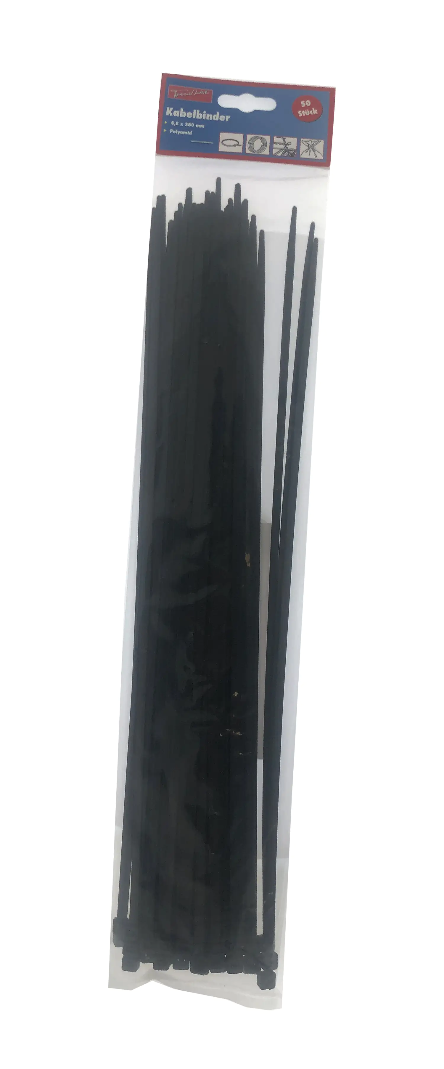 TrendLine Kabelbinder schwarz 4,8 x 380 mm, 50 Stück