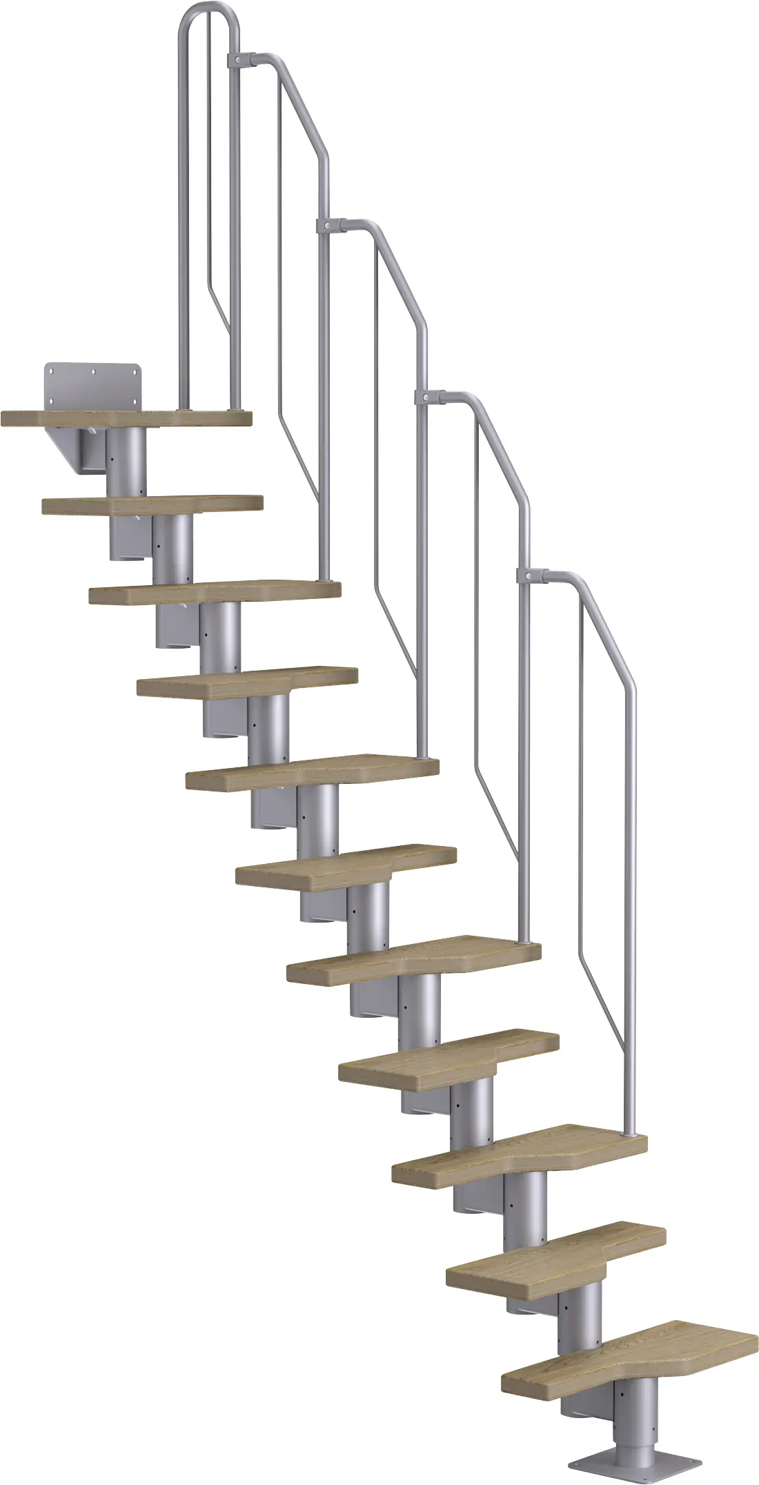 Dolle Systemtreppe Davos 11  Eichestufen Geschosshöhe von 222-276 cm