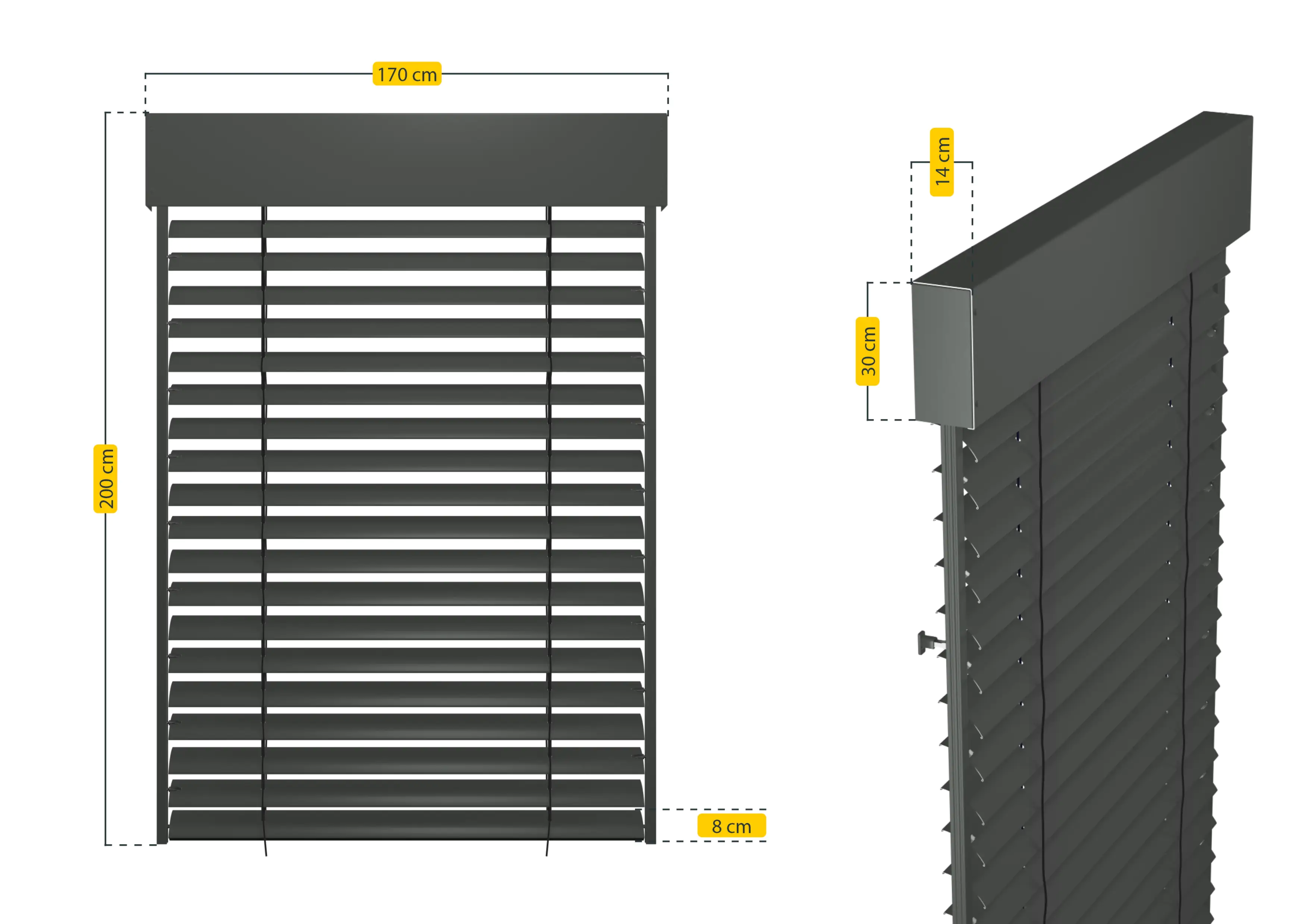Schellenberg Raffstore Express, anthrazit 170 x 200 cm, Blende 30 cm