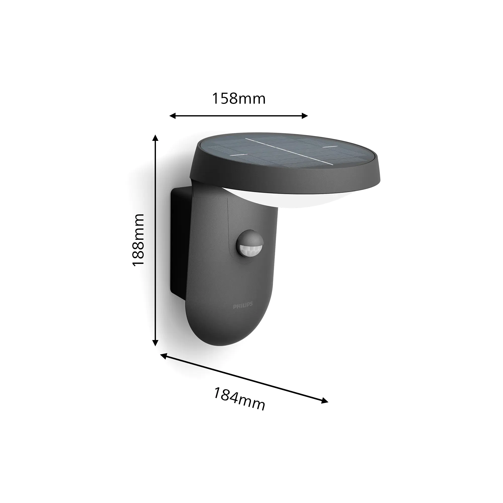 Philips LED Solar-Außenwandleuchte Tyle anthrazit 18,8 x 18,4 x 15,8 cm mit Bewegungsmelder
