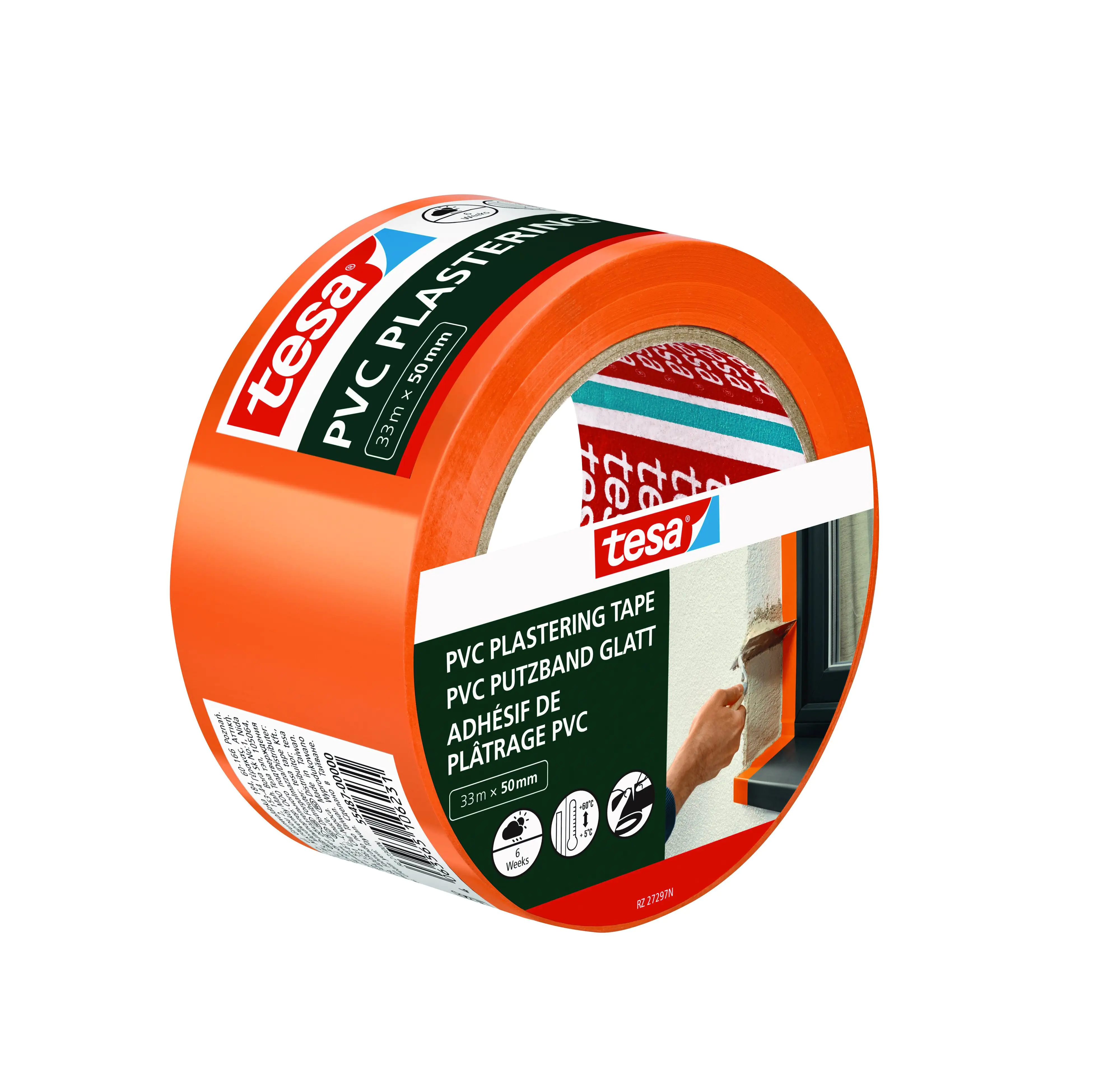 tesa Putzband PVC glatt orange 33 m x 50 mm