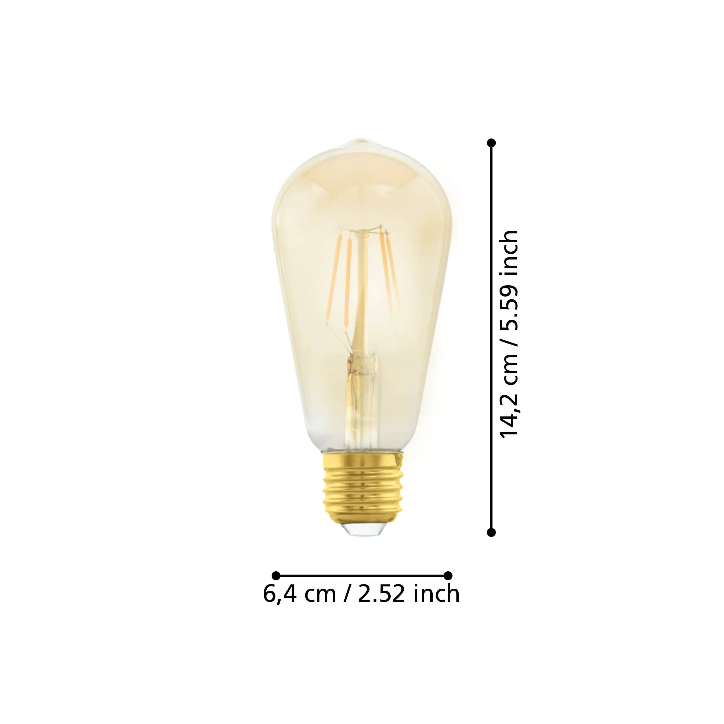 Eglo LED Leuchtmittel ST64 E27 Edisonform 4 W warmweiß amber