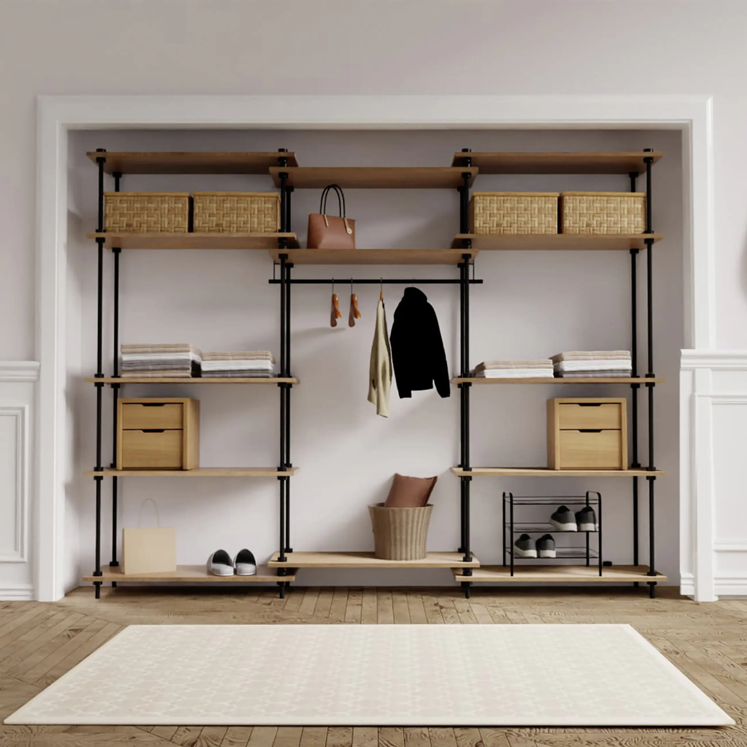 Ar Shelving Garderobe Deco Set L 185 x 235 cm Eiche anthrazit