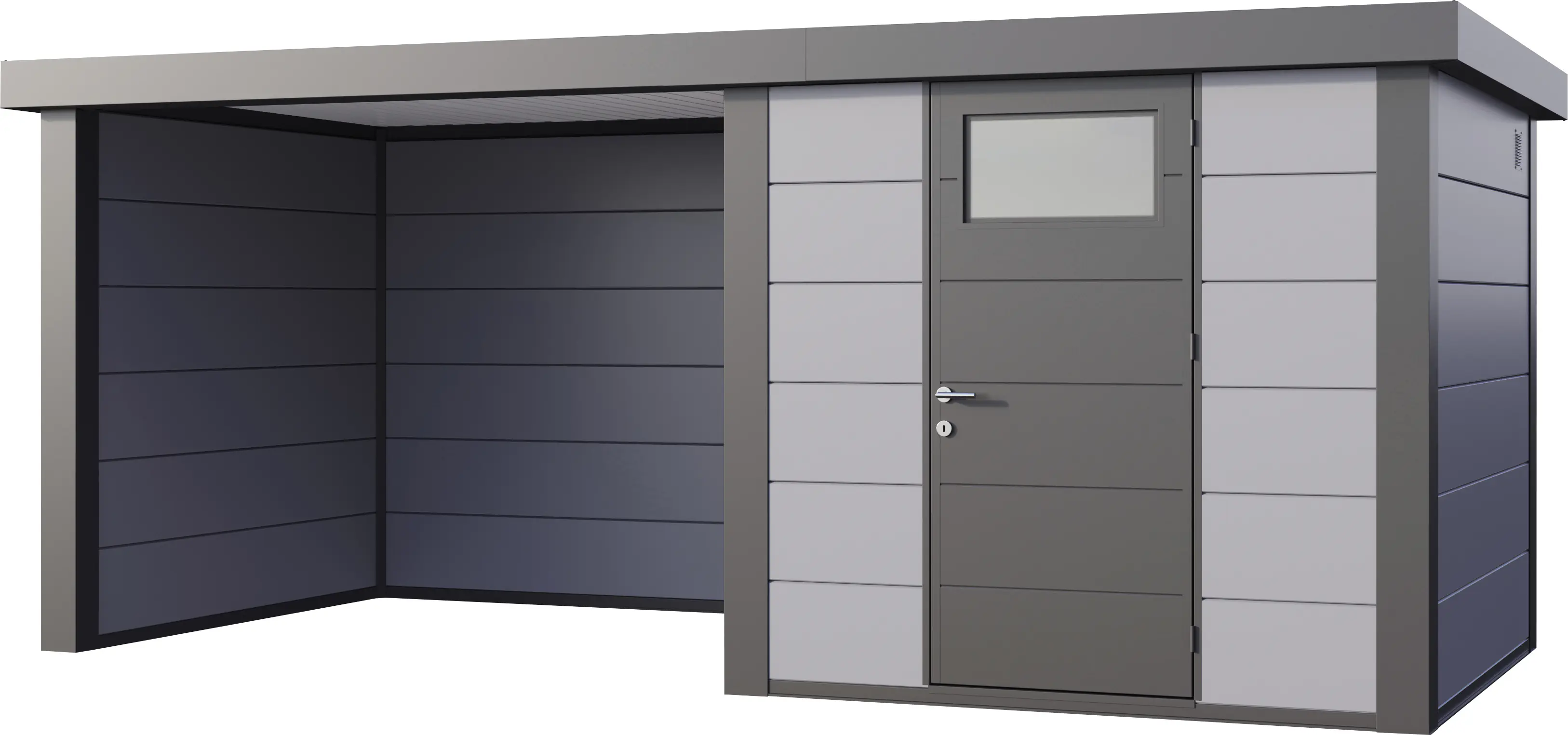 Telluria Gerätehaus Classico Lounge S 2424 links lichtgrau 522 x 238 cm