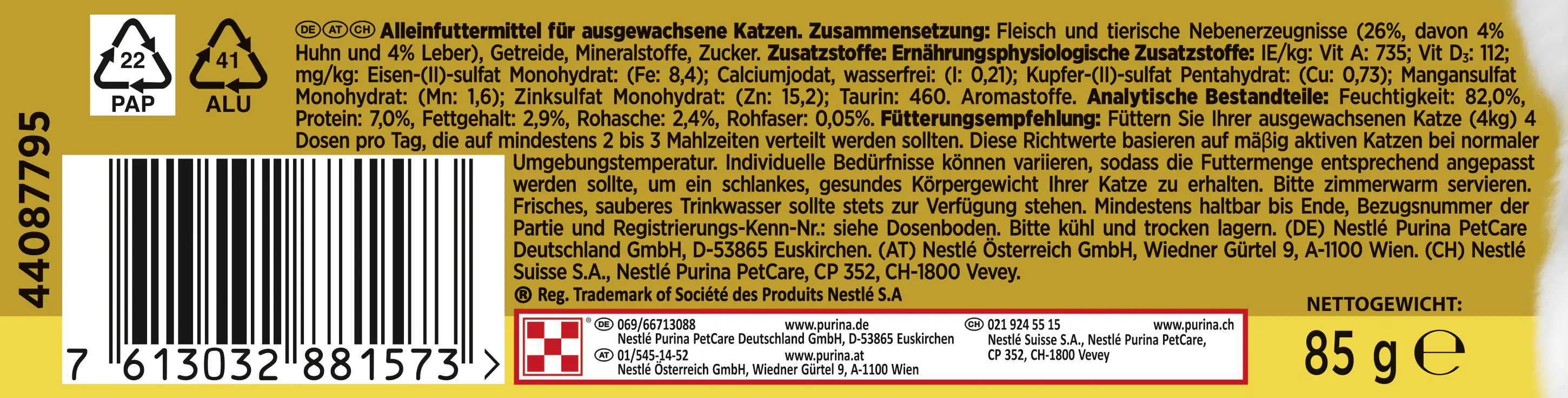 Gourmet Gold Zarte Häppchen in Sauce mit Huhn und Leber 85 g