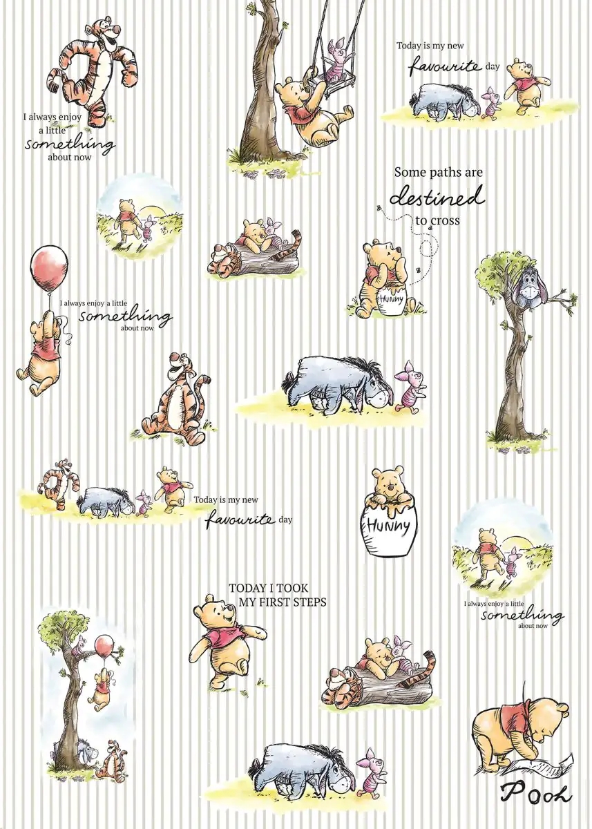 Komar Vlies Fototapete Winnie Pooh Stripes 200 x 280 cm 