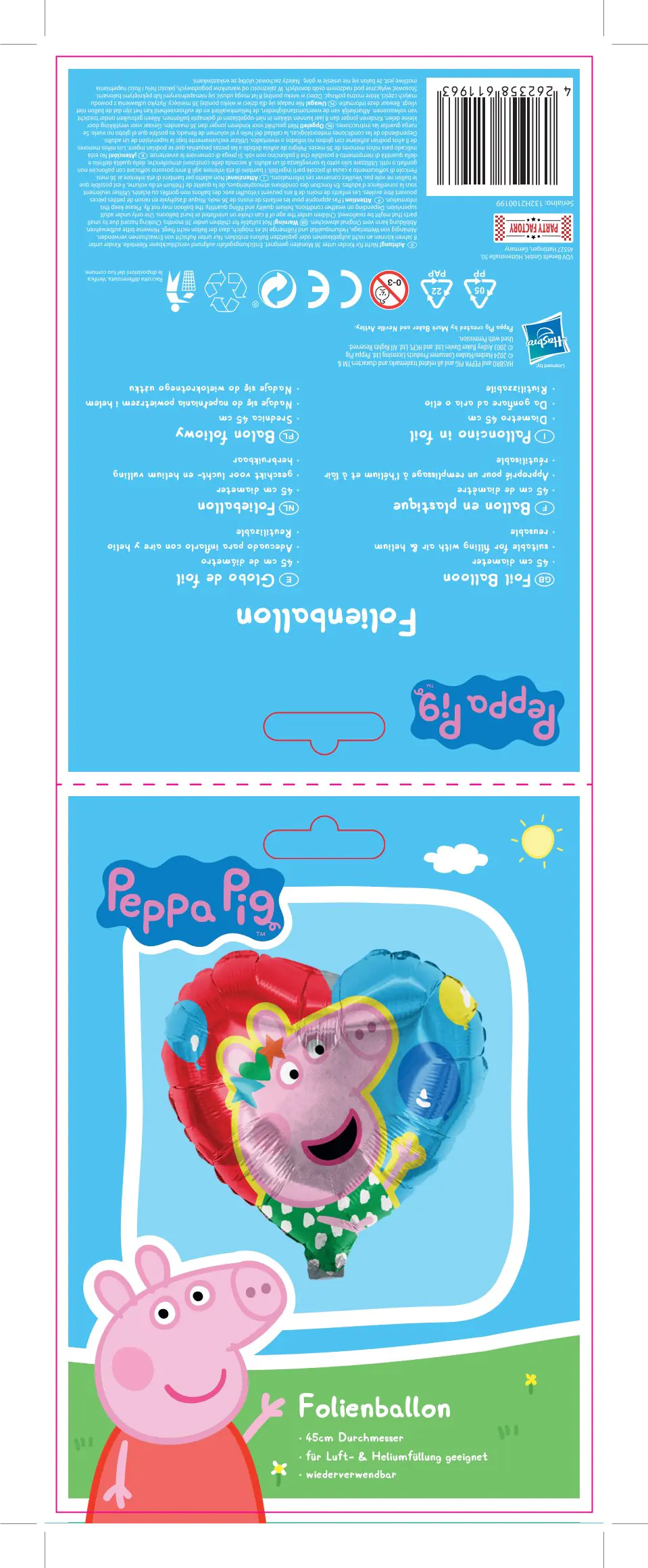 Folienballon Peppa Pig Herz 45 cm