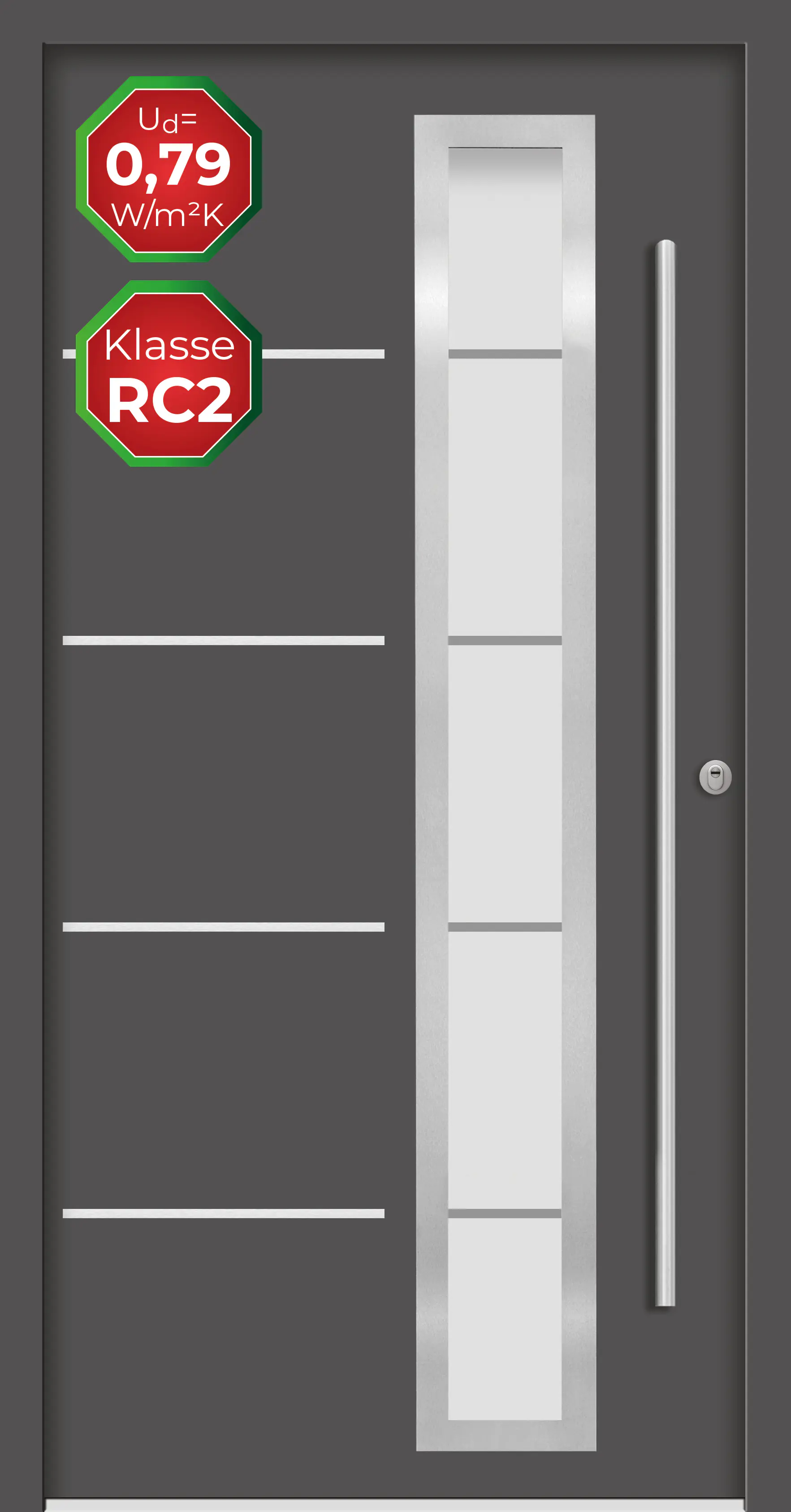 Splendoor Haustür Passivedoor Premium B06 RC2 Anthrazit DIN Rechts 110 x 210 cm
