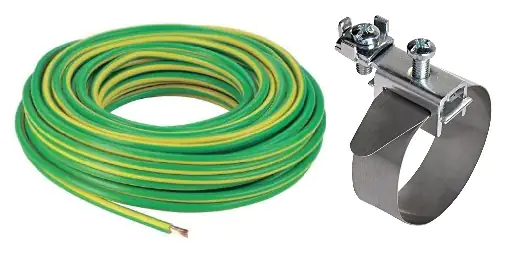 Baderdungs-Set 5 m Kabel H07V-K 6 mm², Schelle 1/8" - 1 1/2"