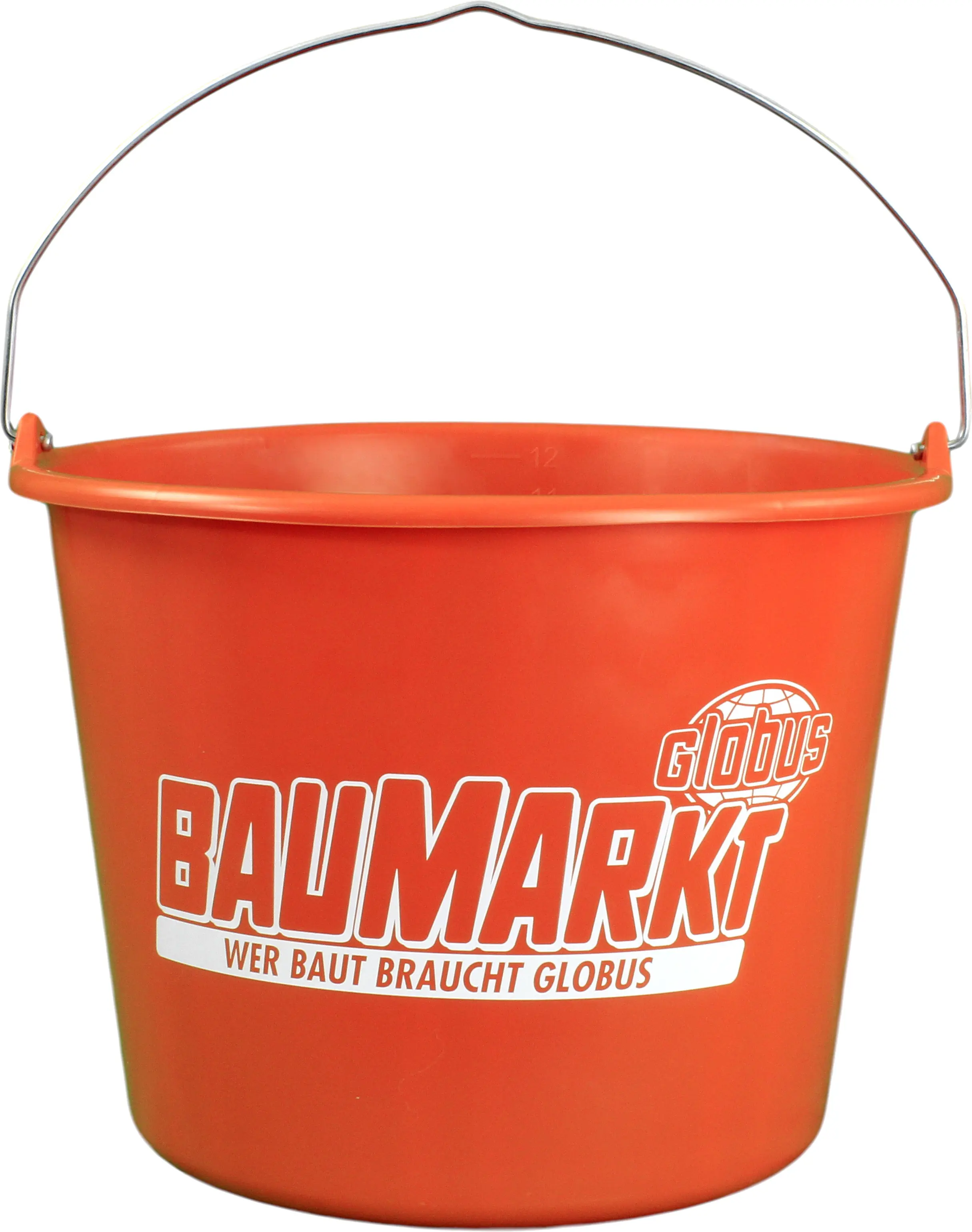 Baueimer 12 l Kunststoff orange Knopfbügel L-Skala